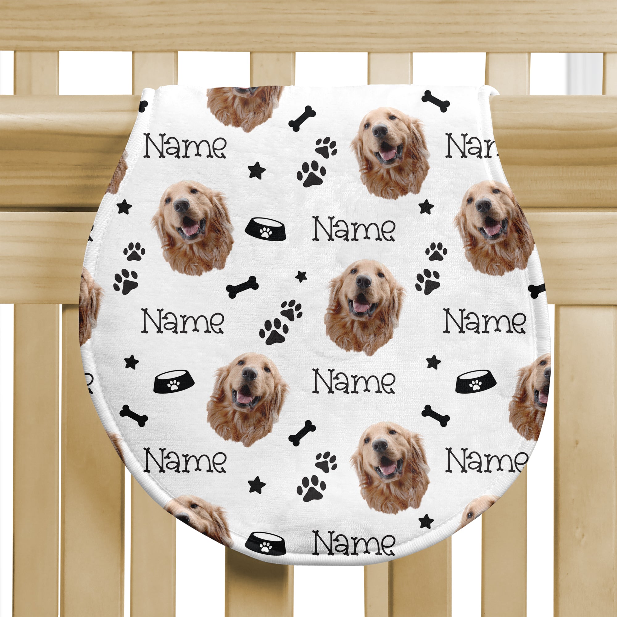 Personalized Bib and Burp Cloth Set in Custom Dog Portrait