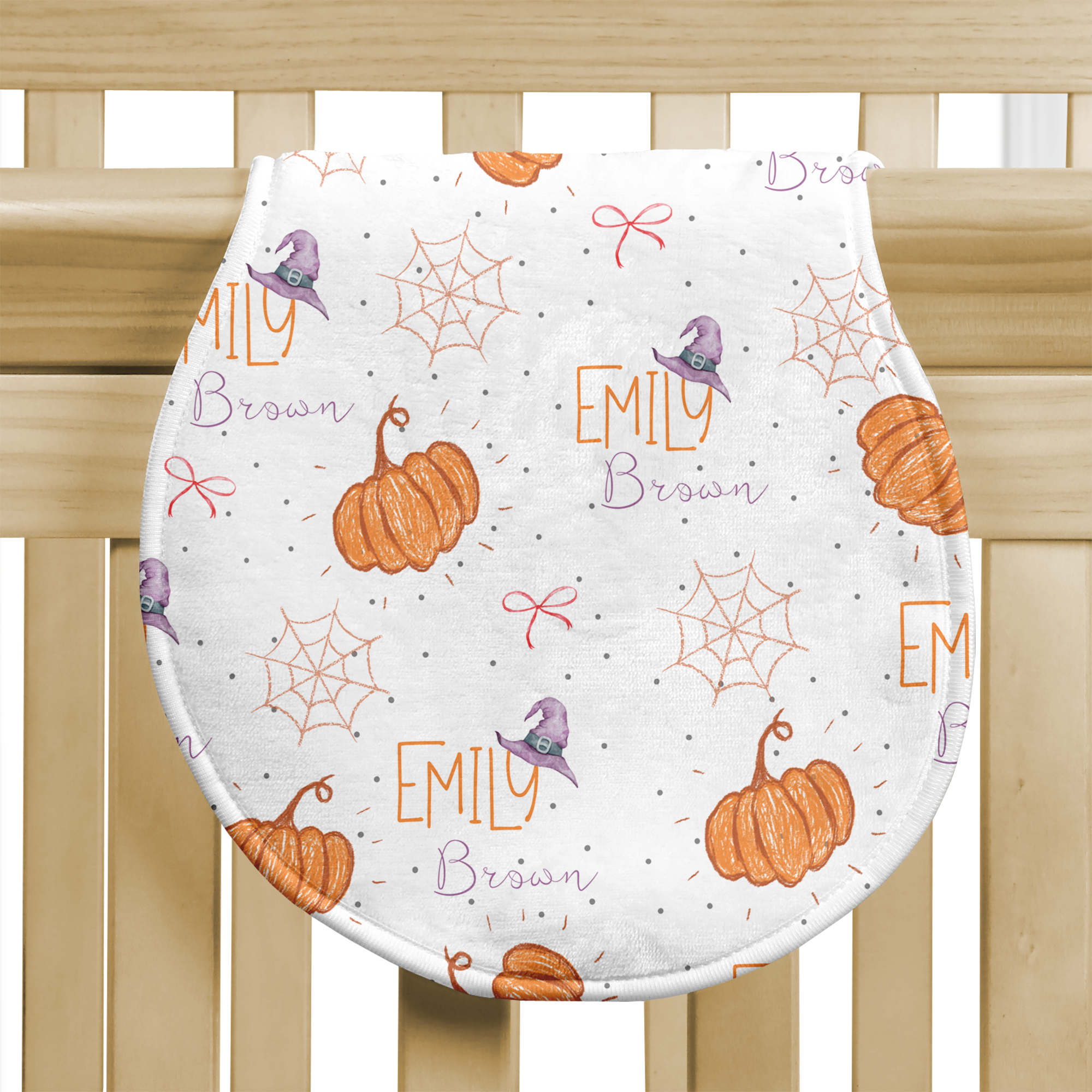 Personalized Bib and Burp Cloth Set in Little Pumpkin