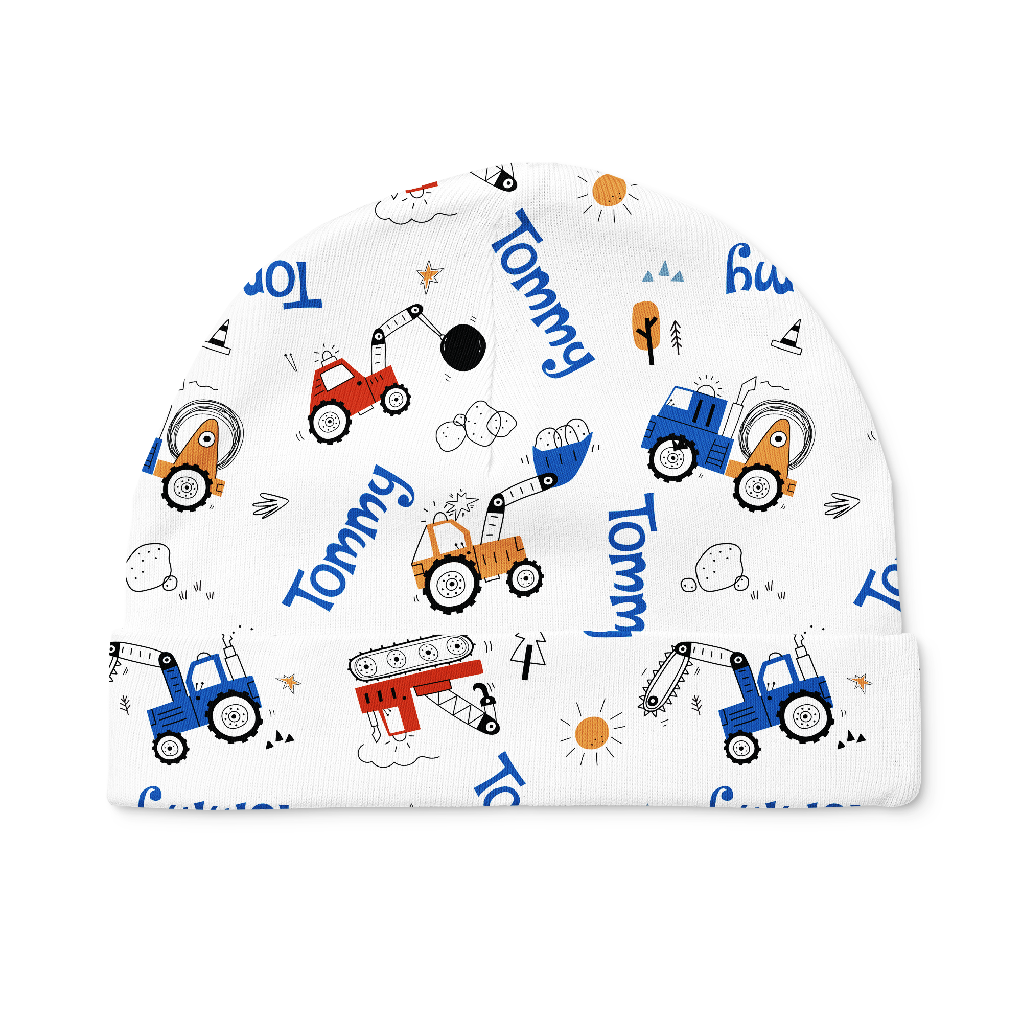 Personalized Beanie in Construction Vehicle