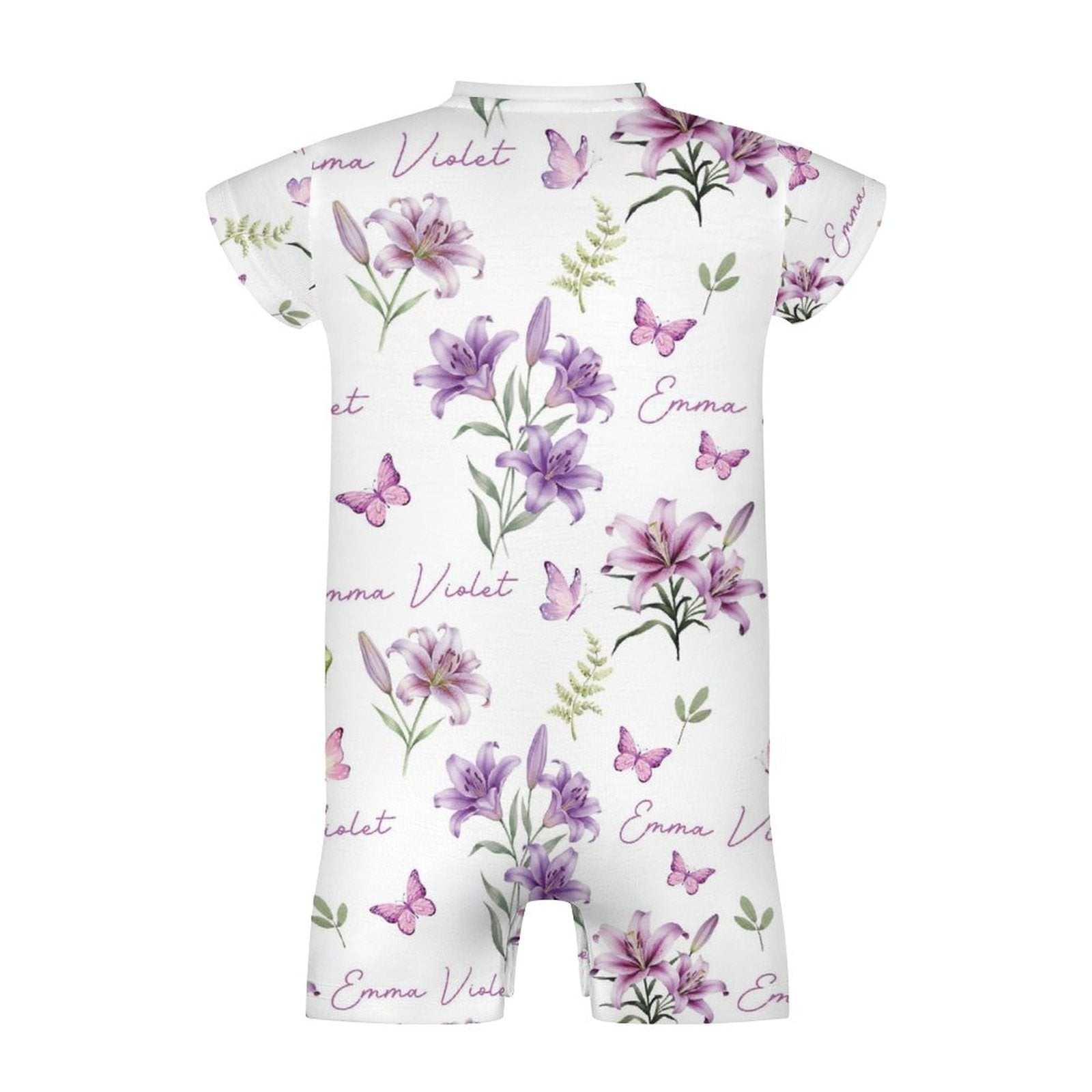 Personalized Bodysuit Romper in Purple Lilys