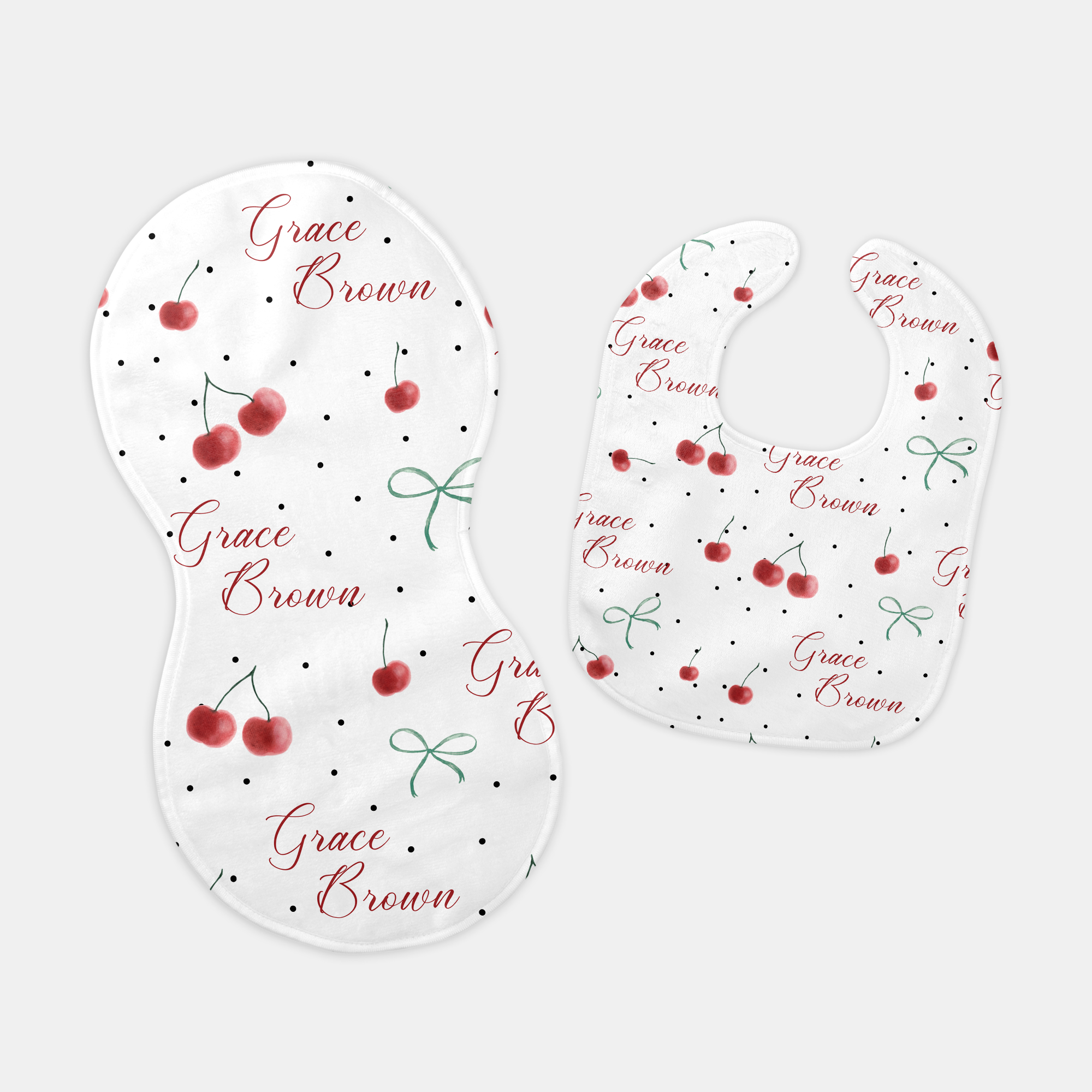 Personalized Bib and Burp Cloth Set in Cherished Baby