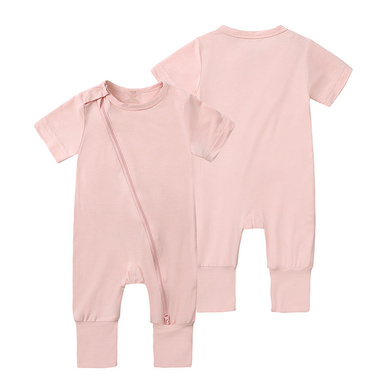 Shirt Zipper Romper in Pink