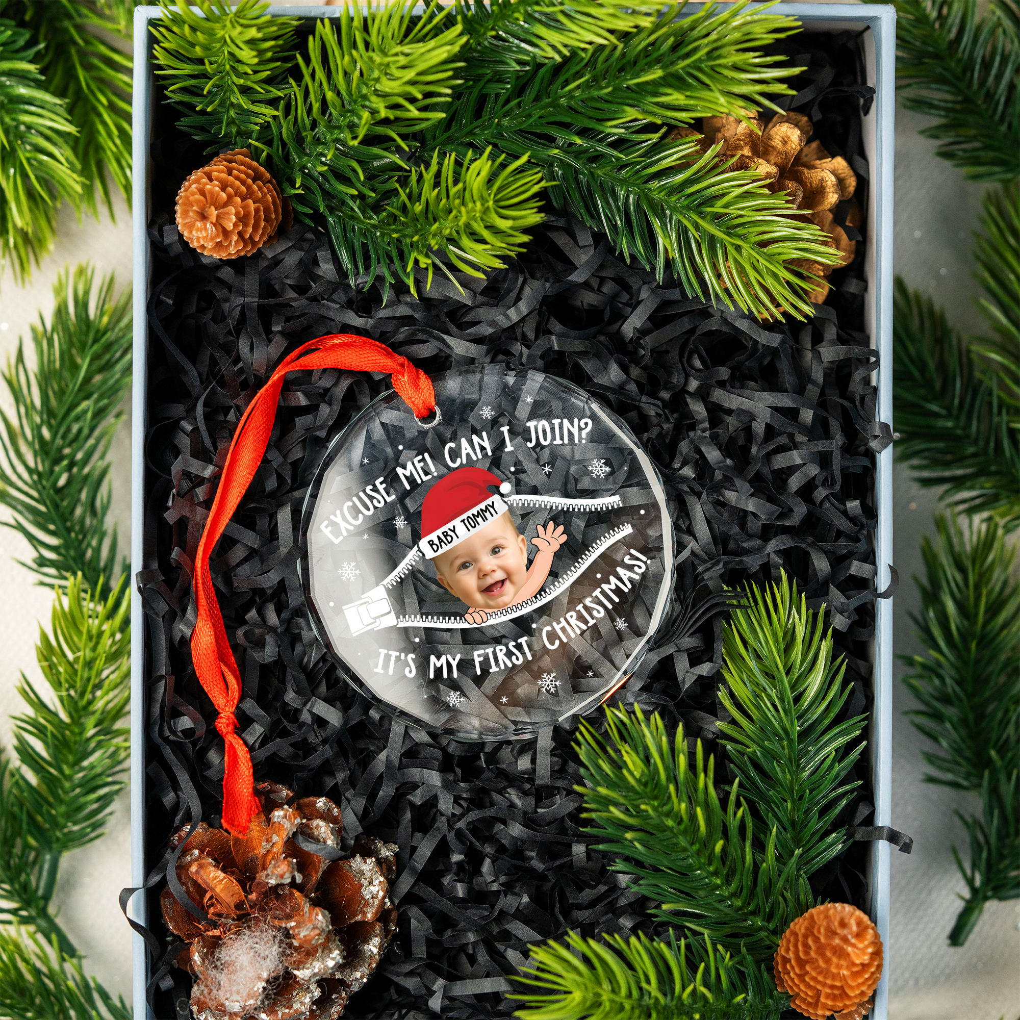 Can I Join My 1st Christmas Personalized Custom Glass Ornament