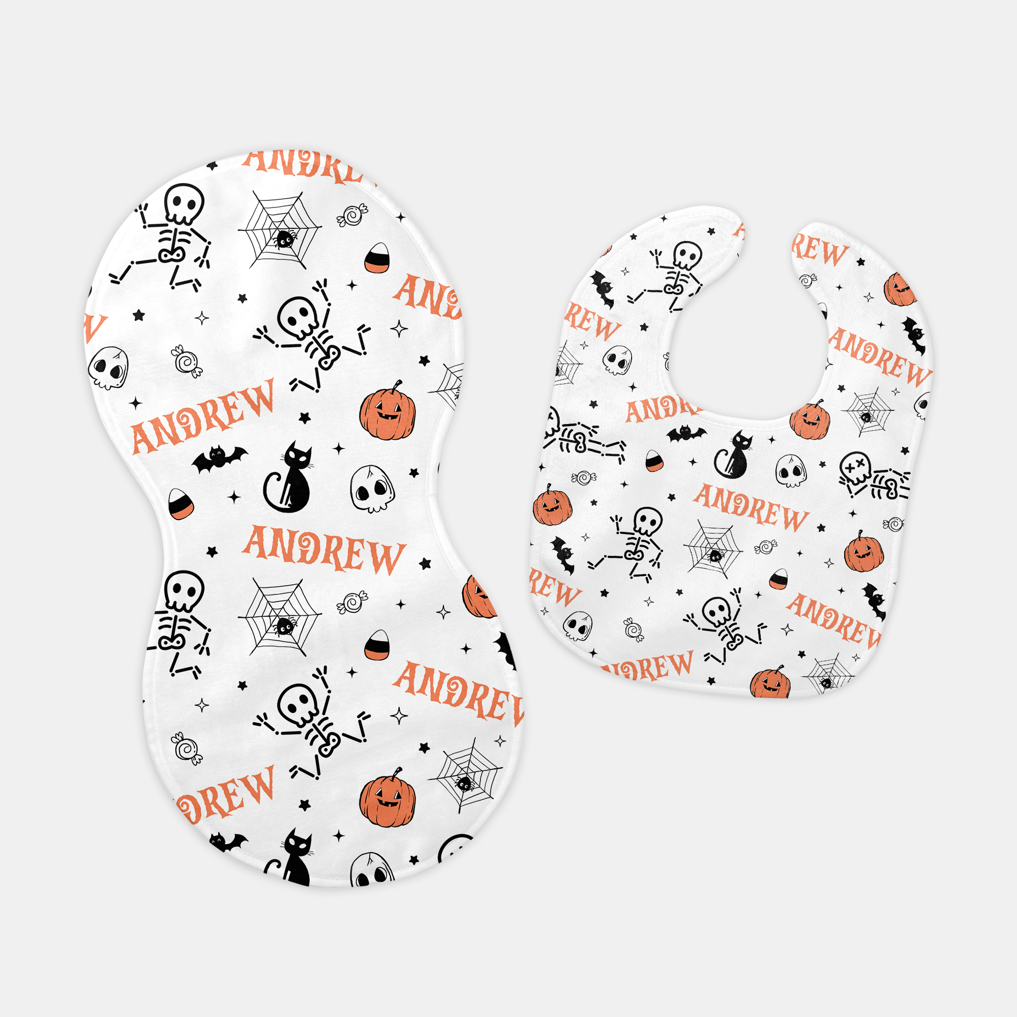 Bony Boo Personalized Bib and Burp Cloth Set