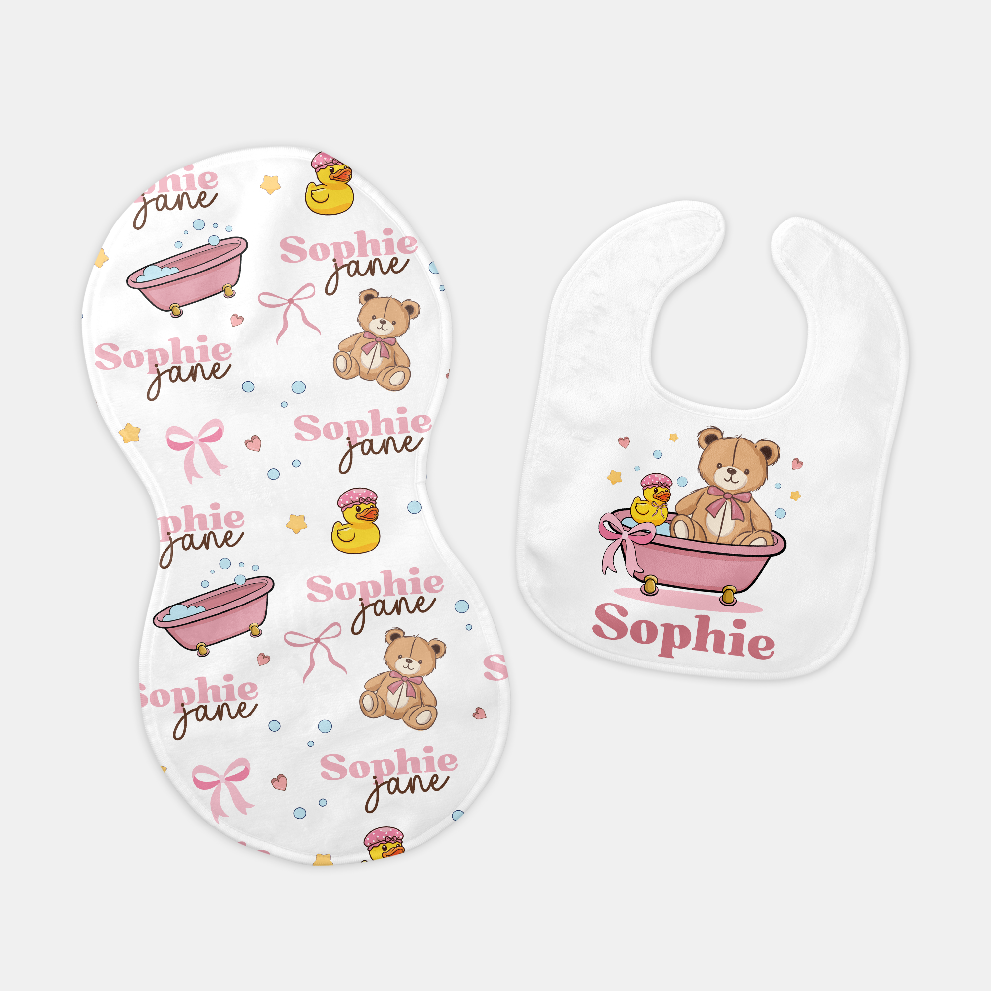 Personalized Bib in Bathtime Besties