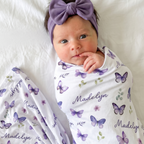Personalized Swaddle in Purple Butterfly