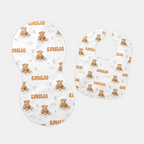 Personalized Bib and Burp Cloth Set in Teddy Bear