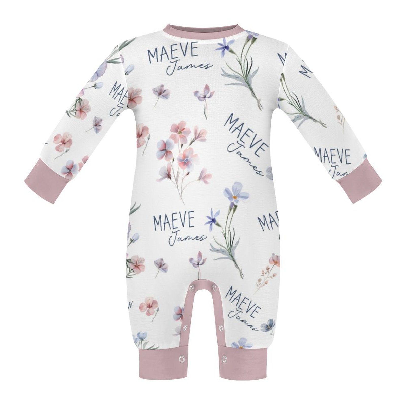 Personalized Baby Long Sleeved Romper in Pretty Wildflower