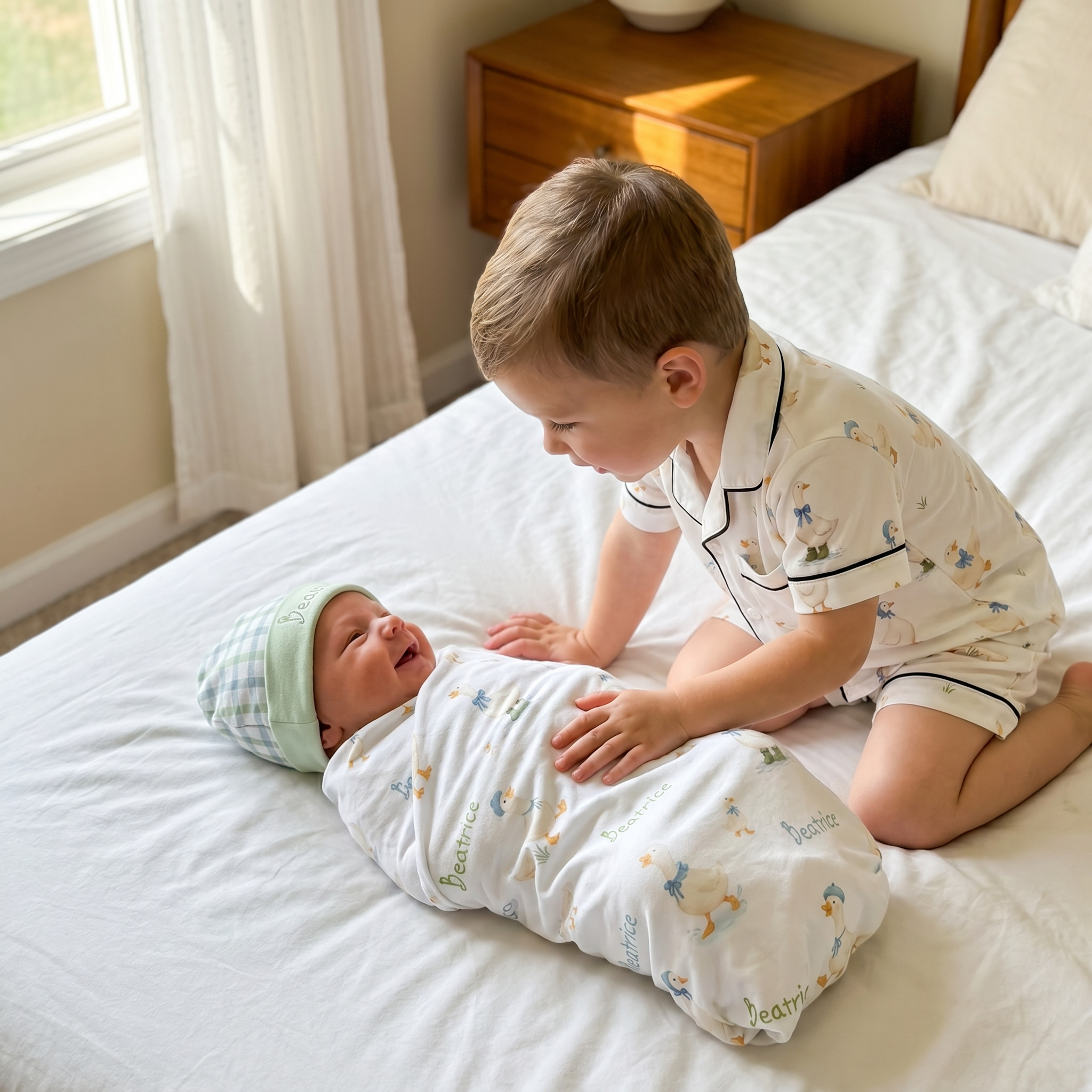 Personalized Swaddle in Silly Goose