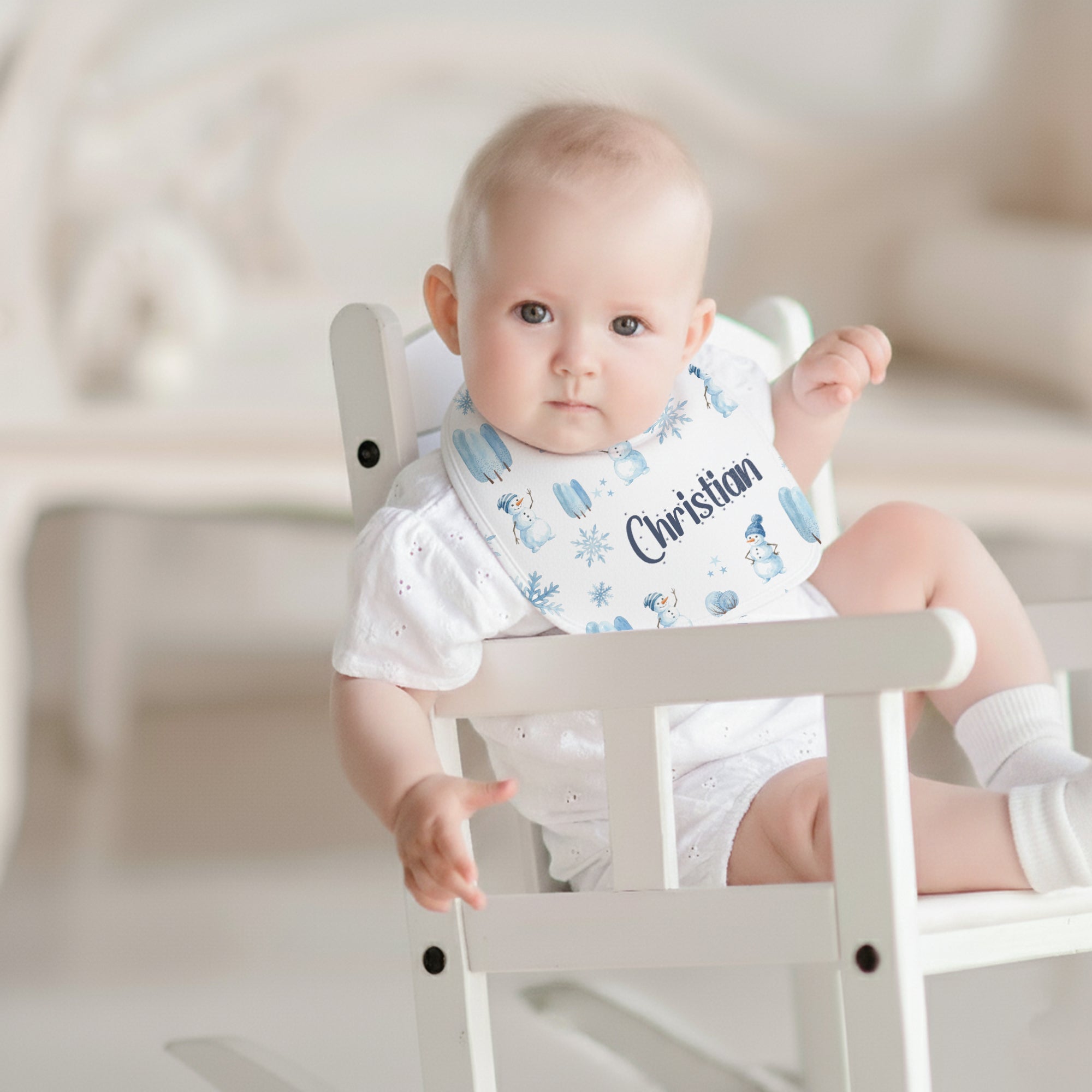 Personalized Bib and Burp Cloth Set in Snowman