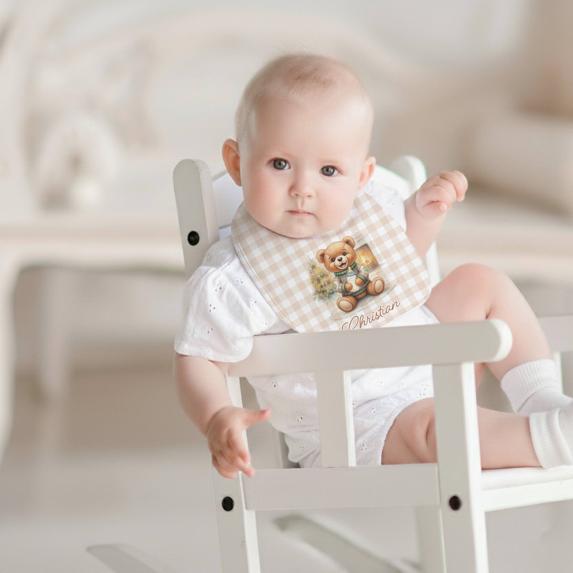 Personalized Bib in Cozy Bear