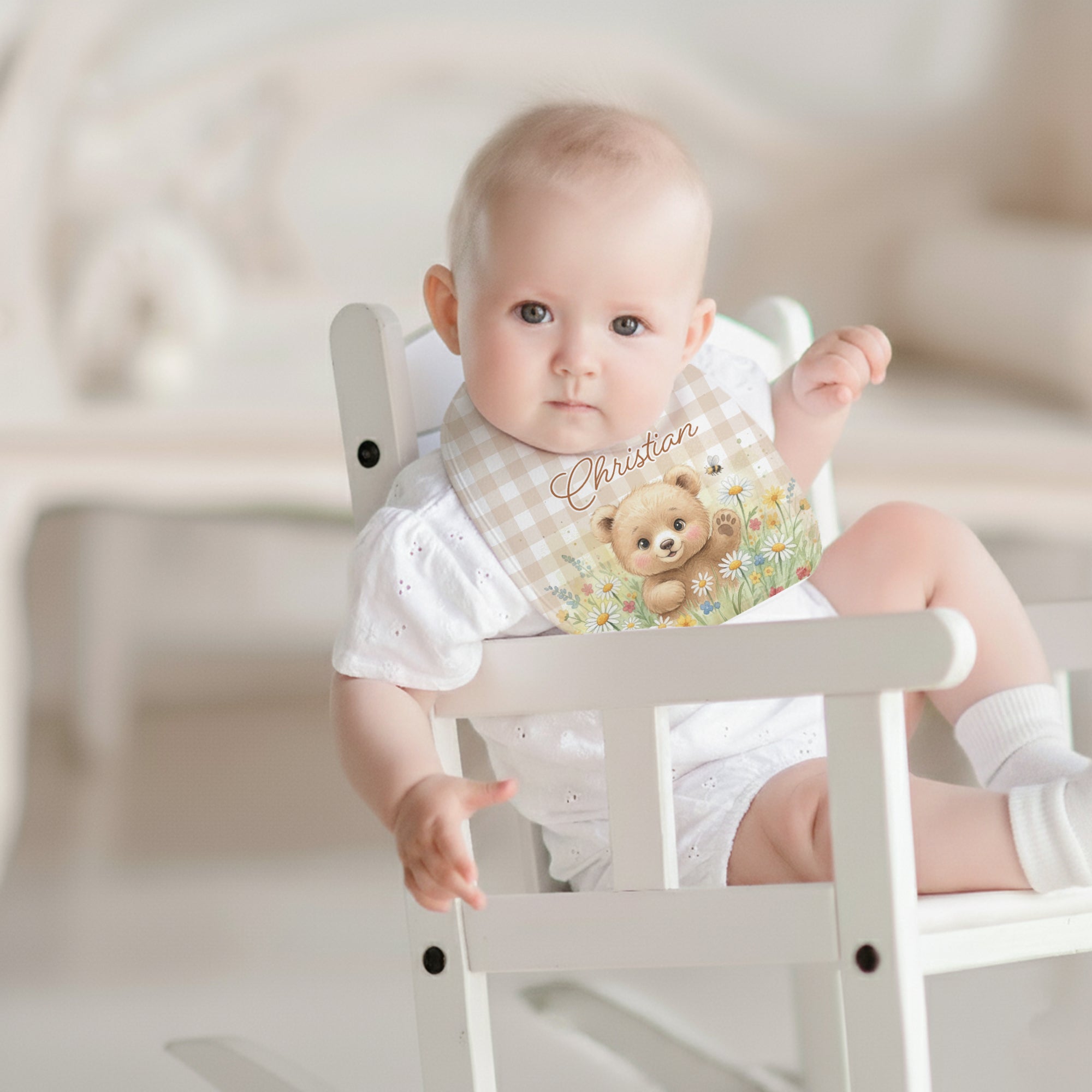 Personalized Bib and Burp Cloth Set in Cozy Bear