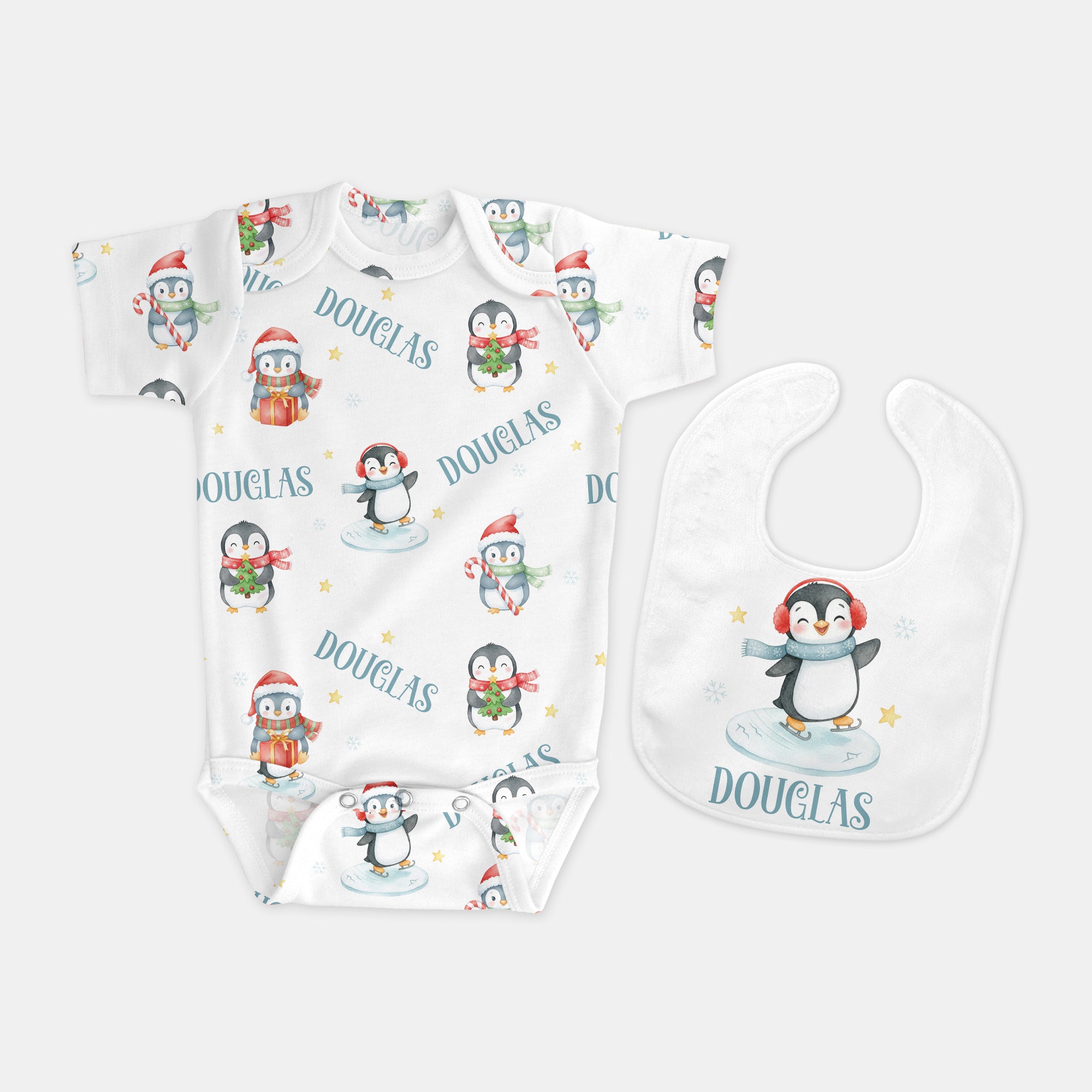 Personalized Bib in Snow Penguin