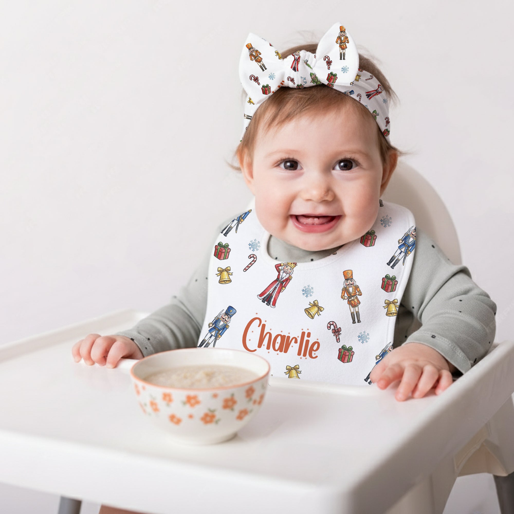 Personalized Bib and Burp Cloth Set in Nutcracker