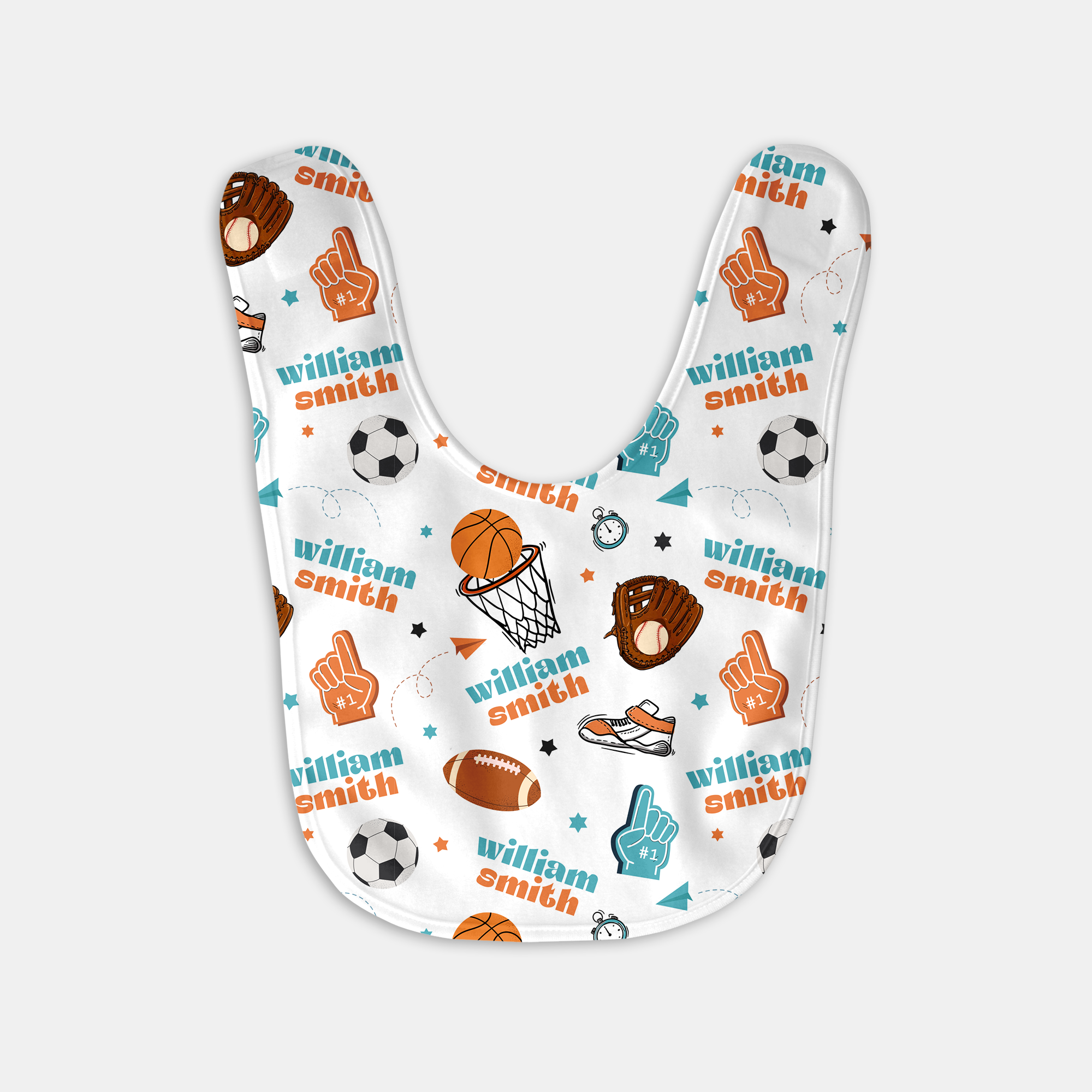 Personalized Bib and Burp Cloth Set in Half Time
