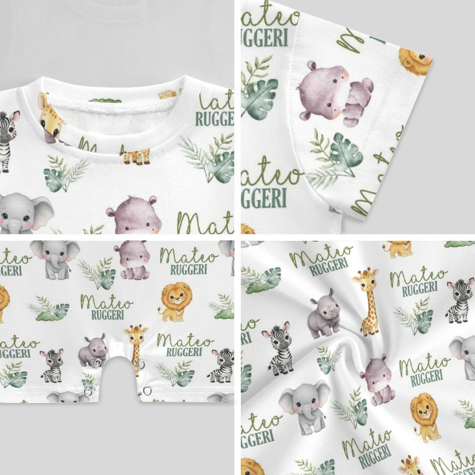 Personalized Bodysuit Romper in Safari Animal