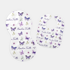 Personalized Bib and Burp Cloth Set in Purple Butterfly