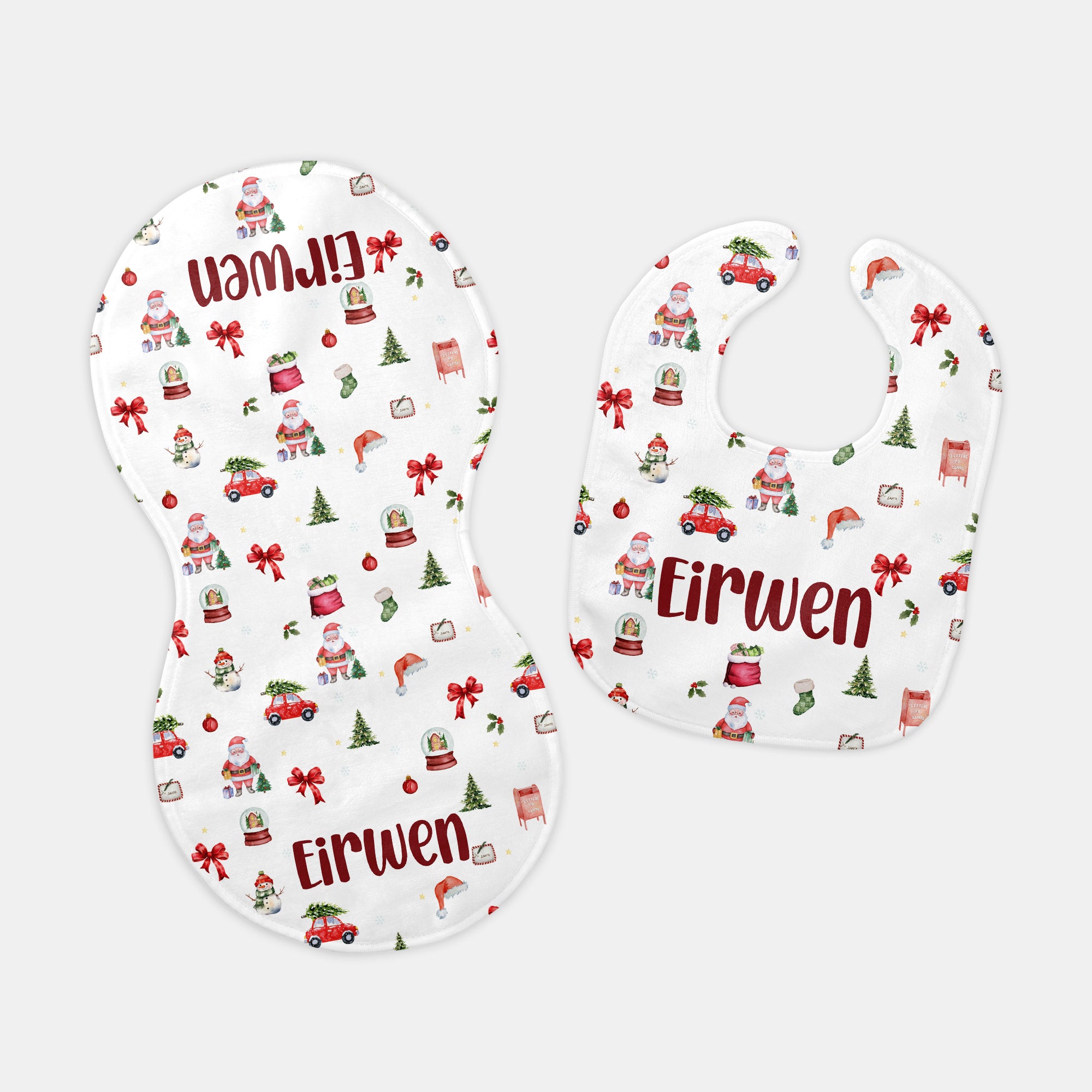 Personalized Bib and Burp Cloth Set in Christmas Day