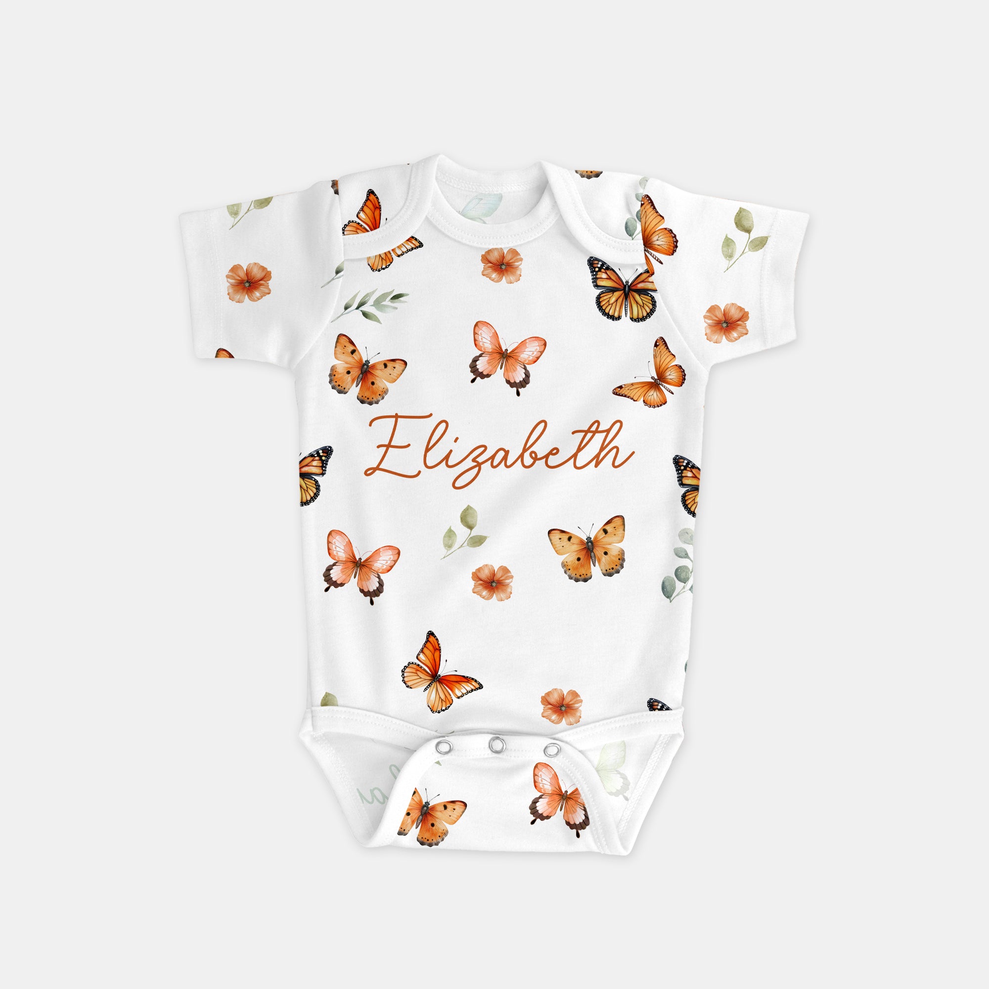 Orange Butterfy Personalized Graphic Bodysuit