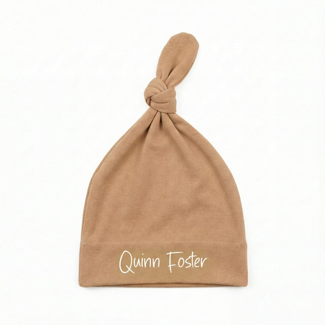 Personalized Knotted Hat in Amberwood