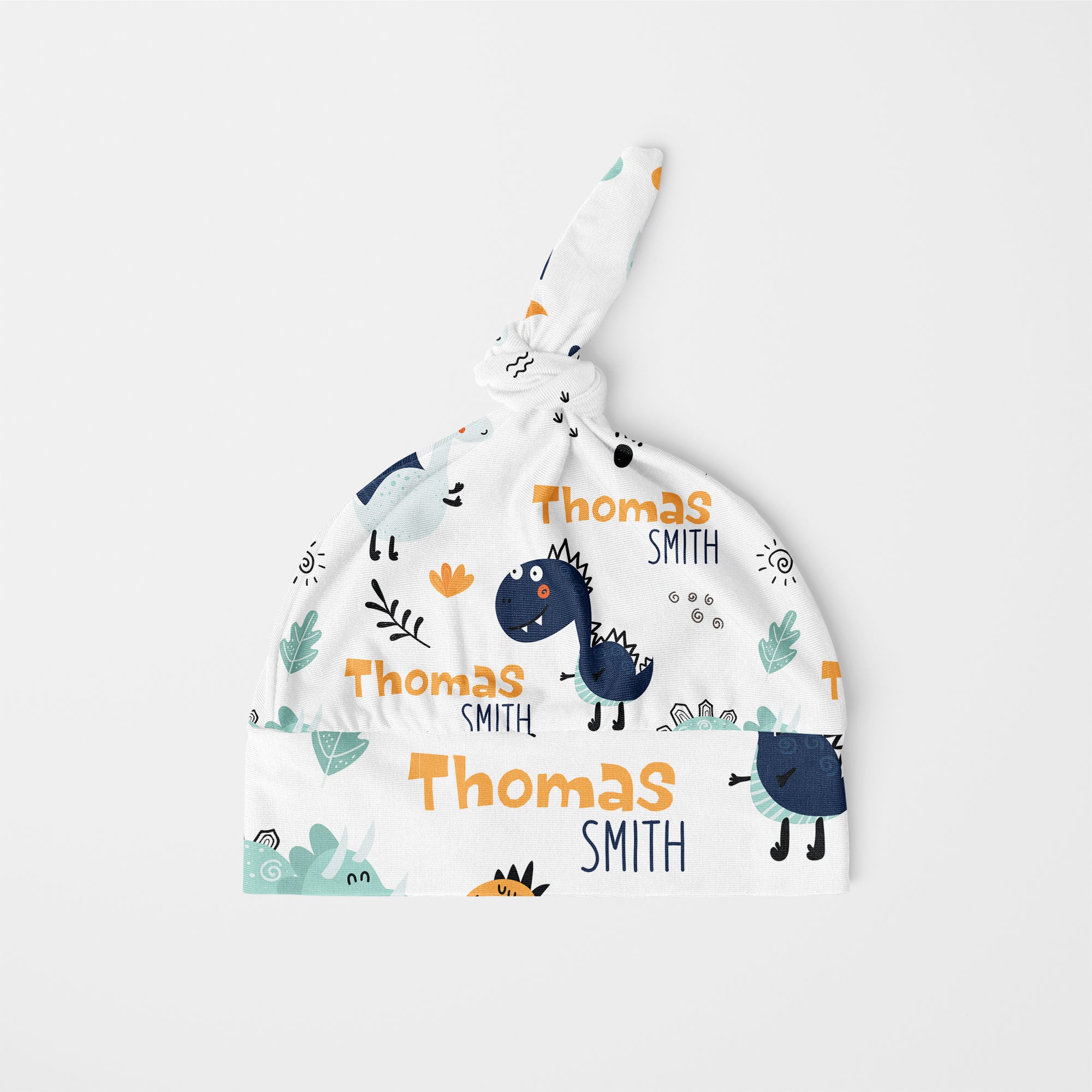 Personalized Knotted Hat in Cute Dinosaur