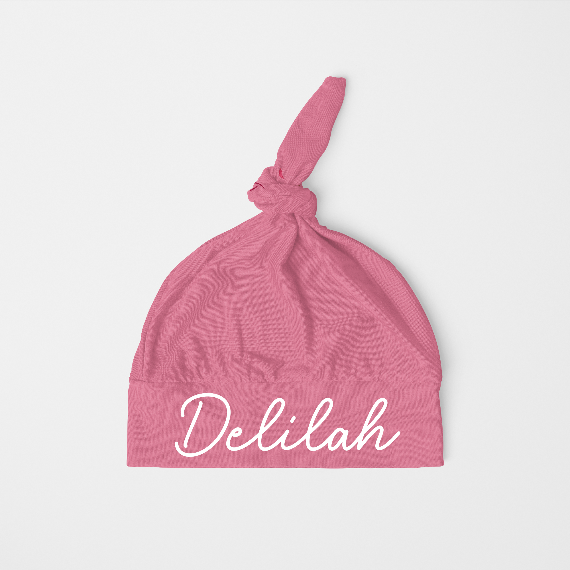 Personalized Knotted Hat in Mauve Pink