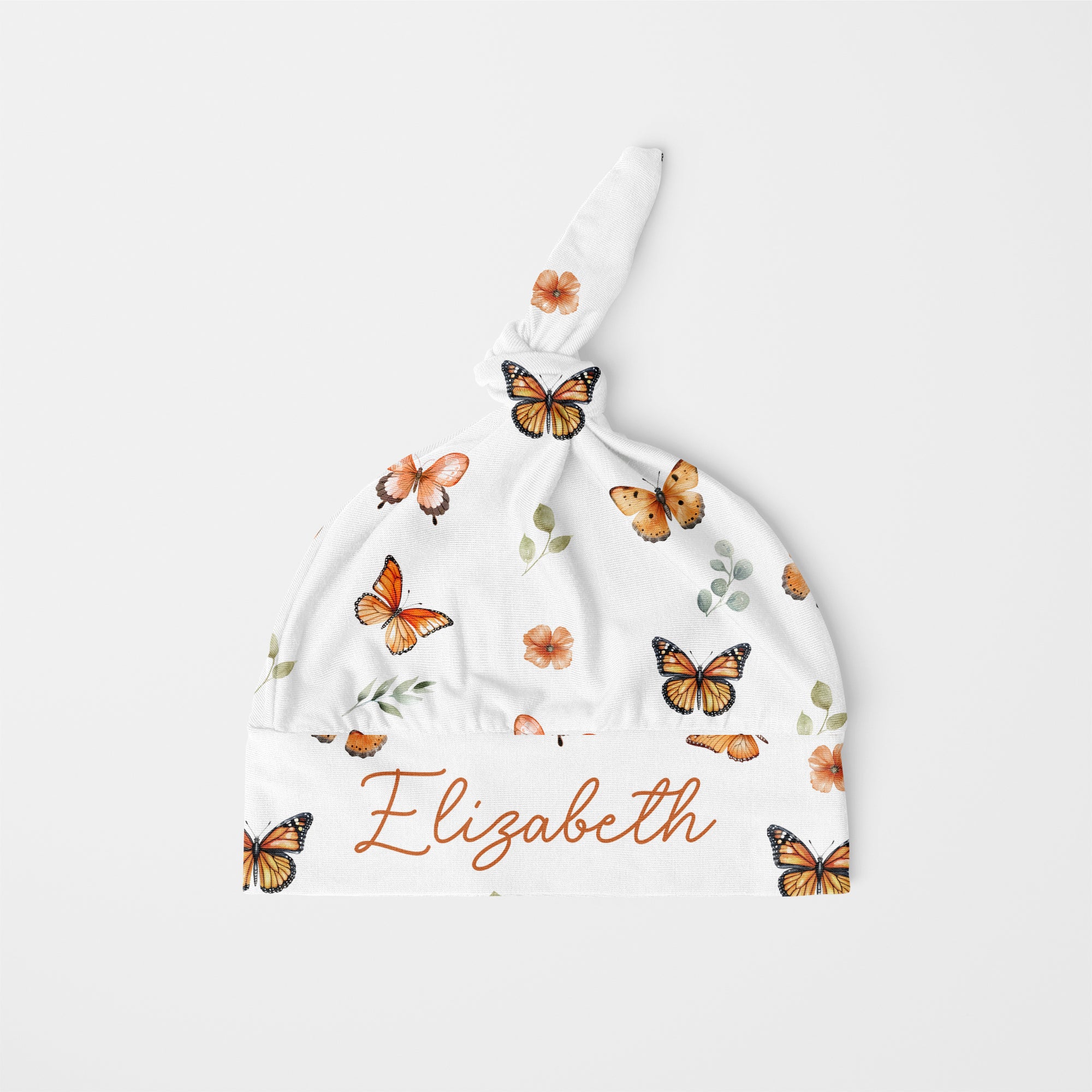 Orange Butterfly Personalized Knotted Hat
