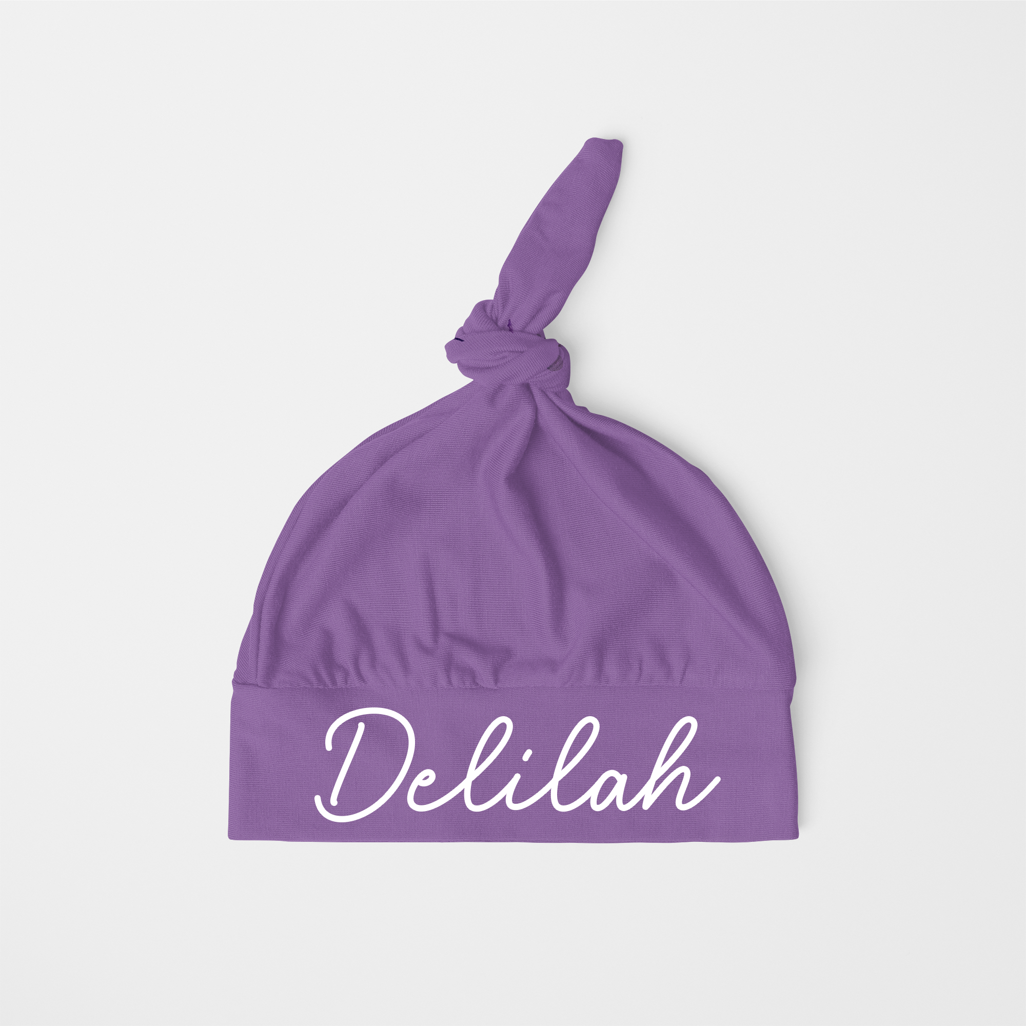 Personalized Knotted Hat in Purple