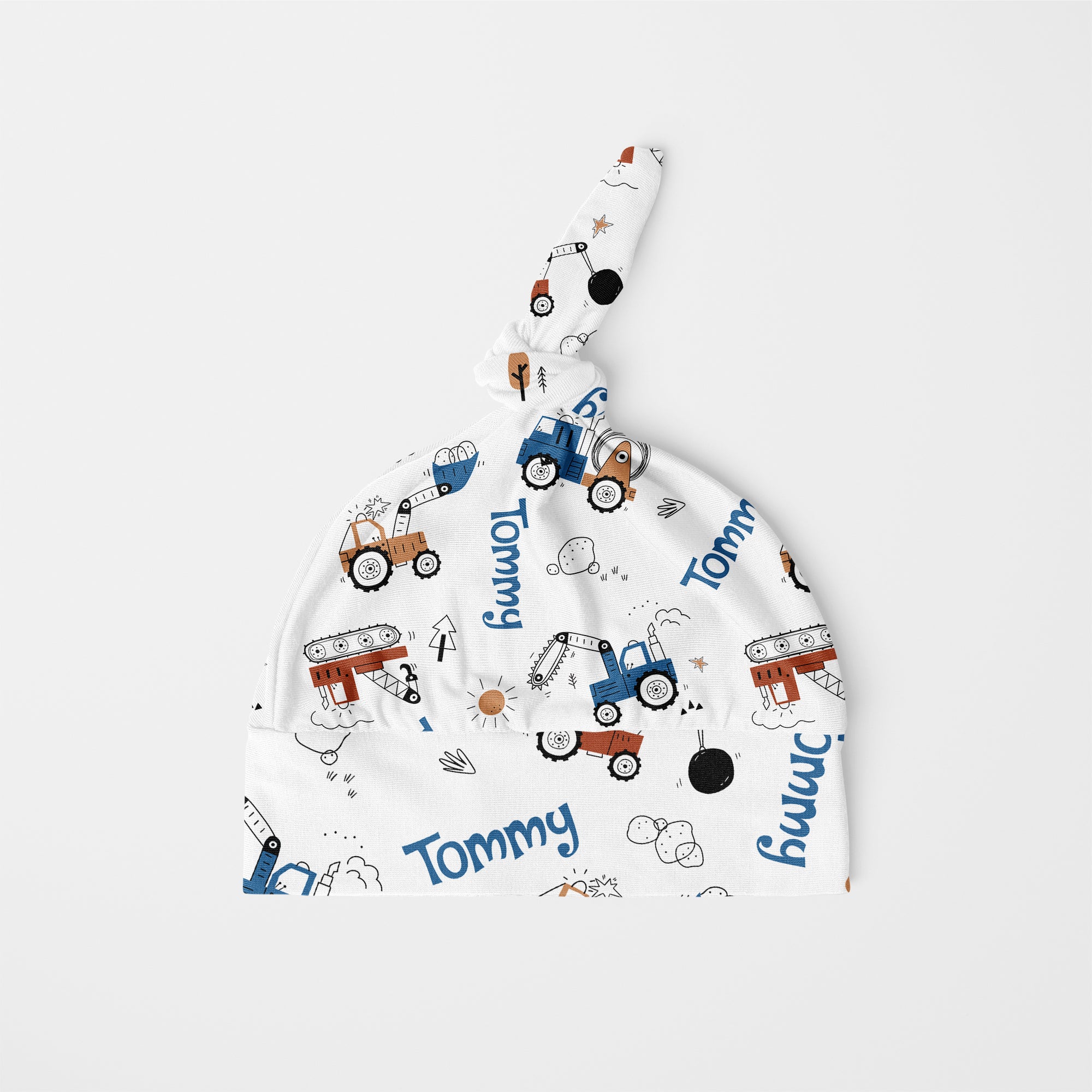 Personalized Knotted Hat in Construction Vehicle