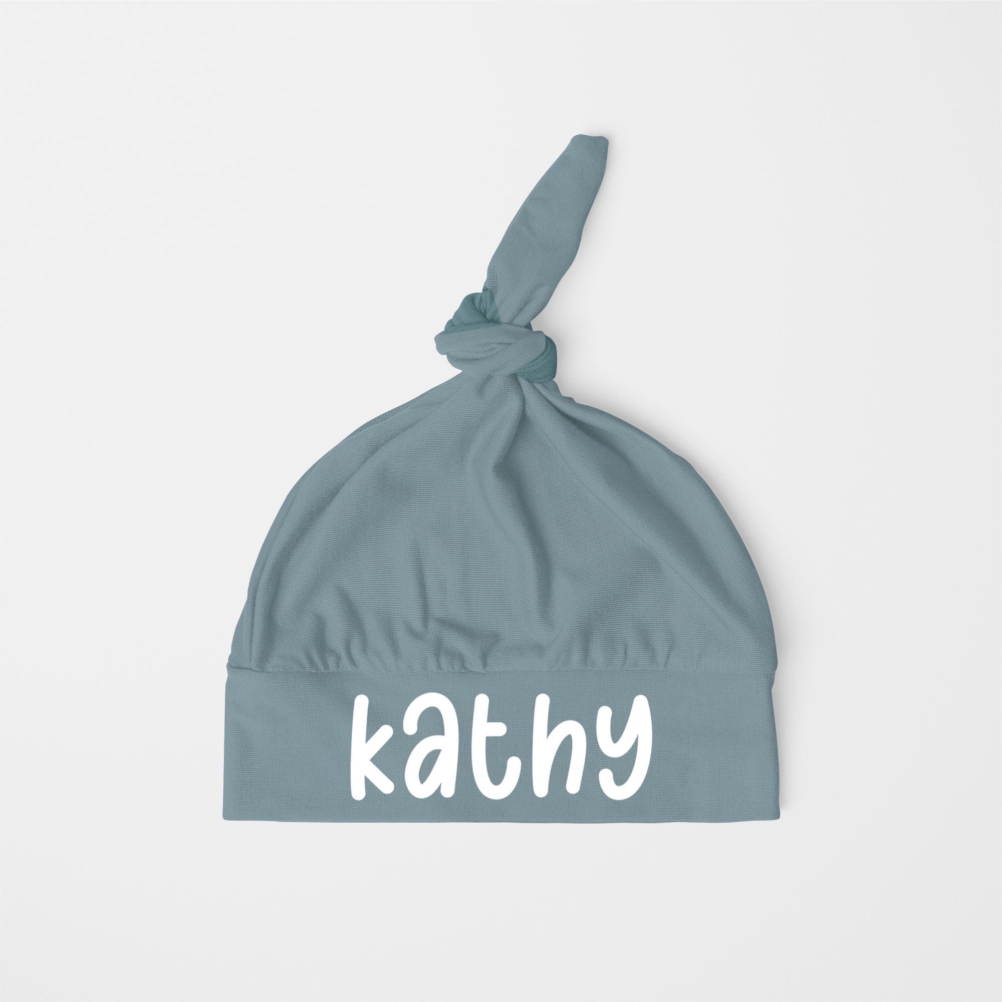Personalized Knotted Hat in Blue Gray