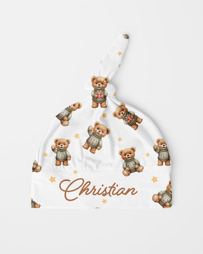 Personalized Knotted Hat in Cozy Bear