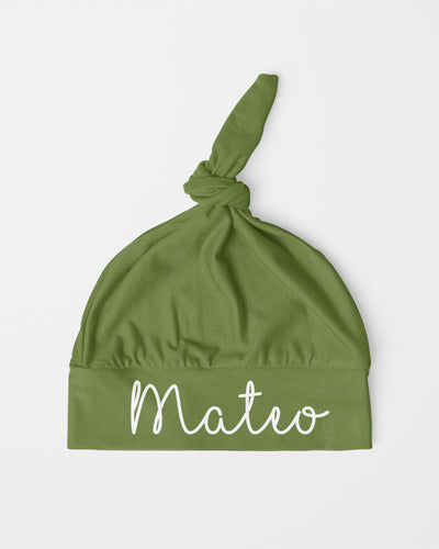 Personalized Knotted Hat in Sagewood