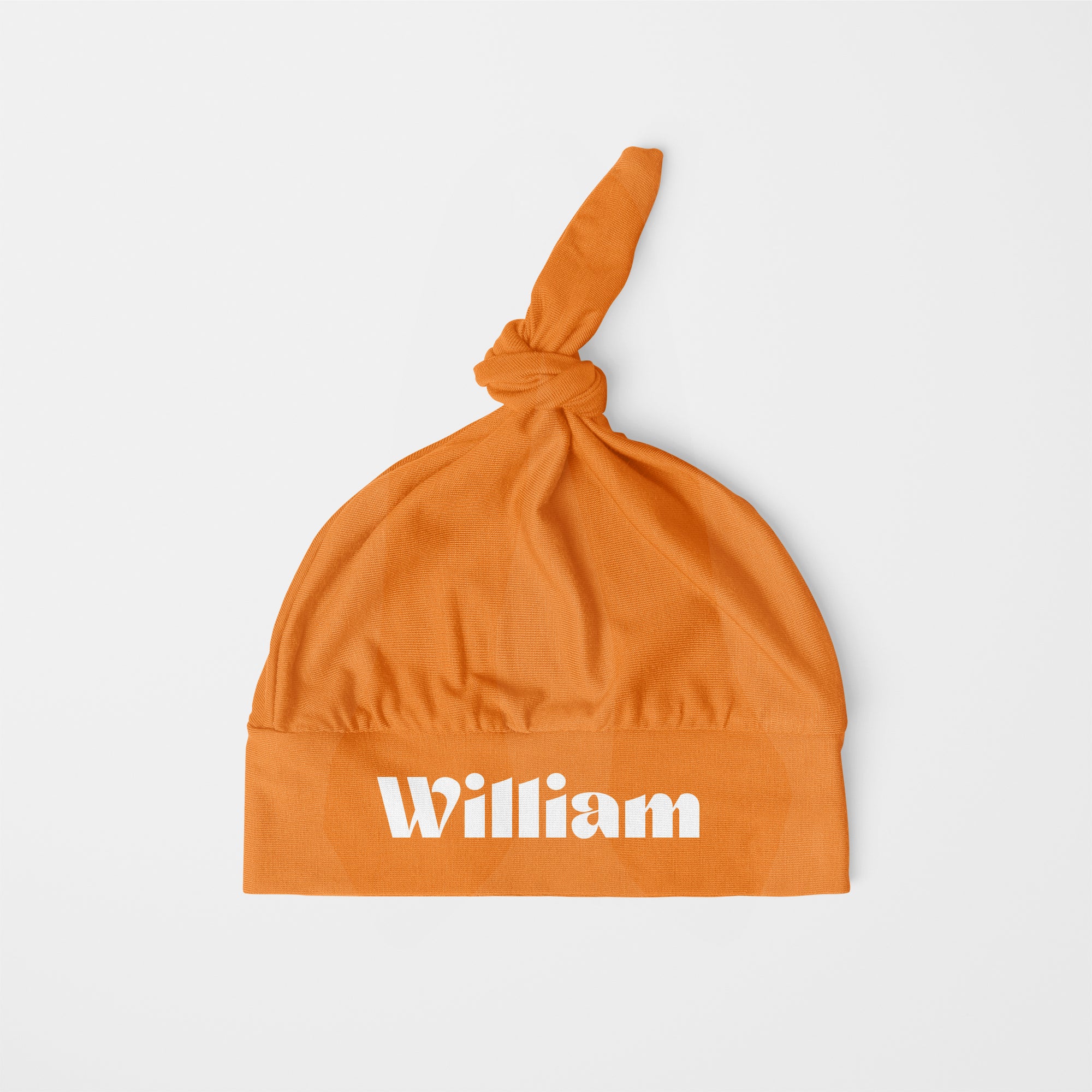 Personalized Knotted Hat in Tangerine