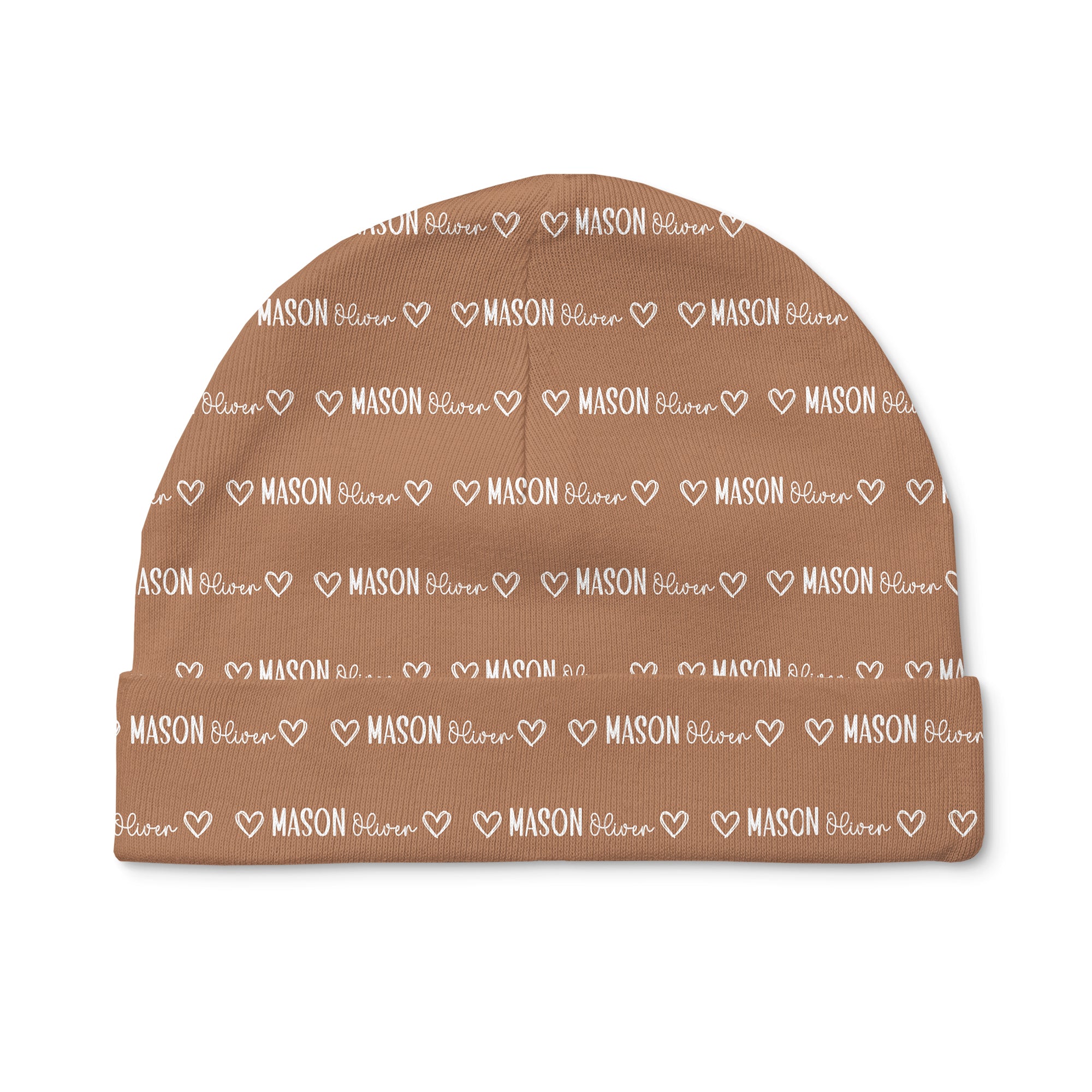 Personalized Beanie Mono Name in Camel