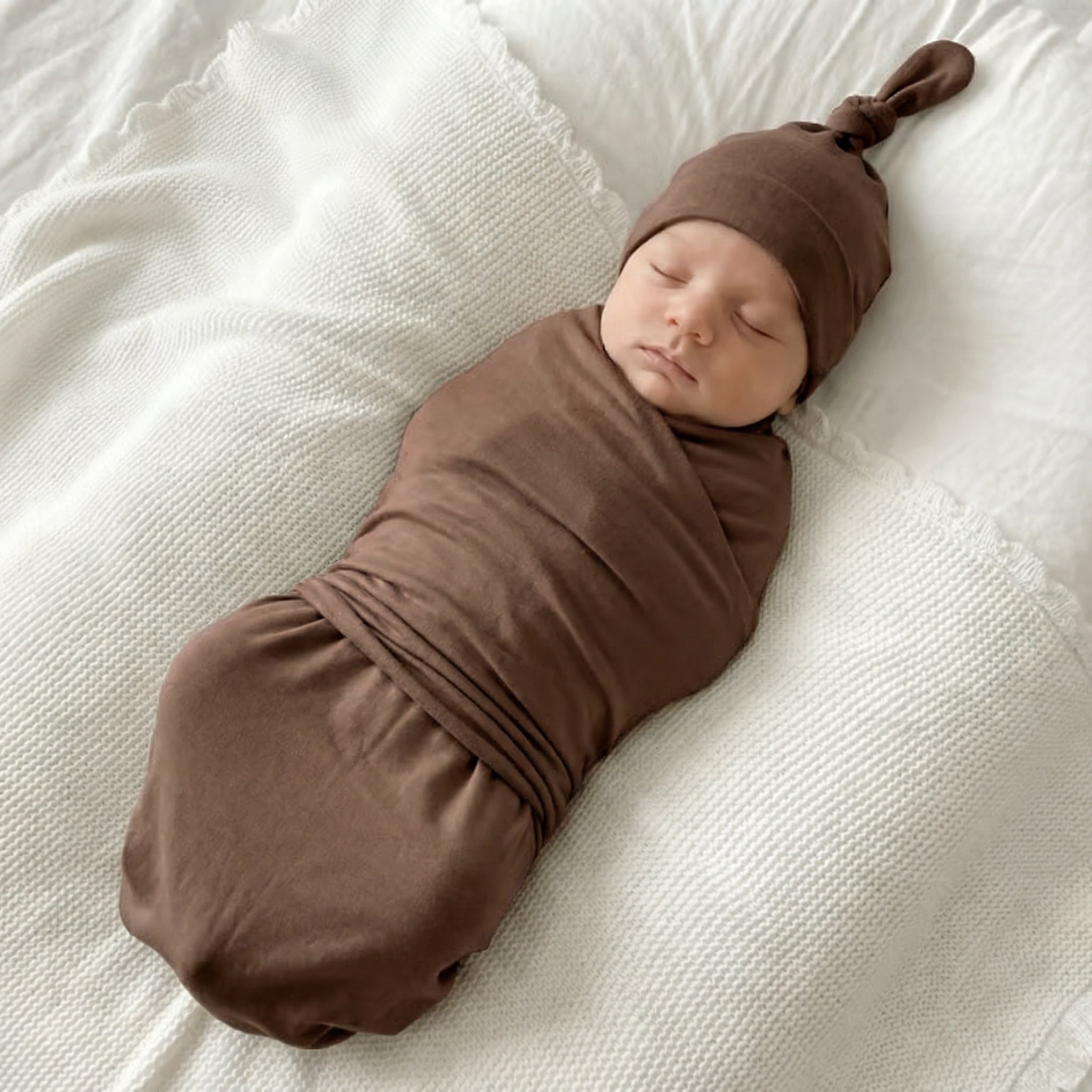 Swaddle with Hat Set in Choco