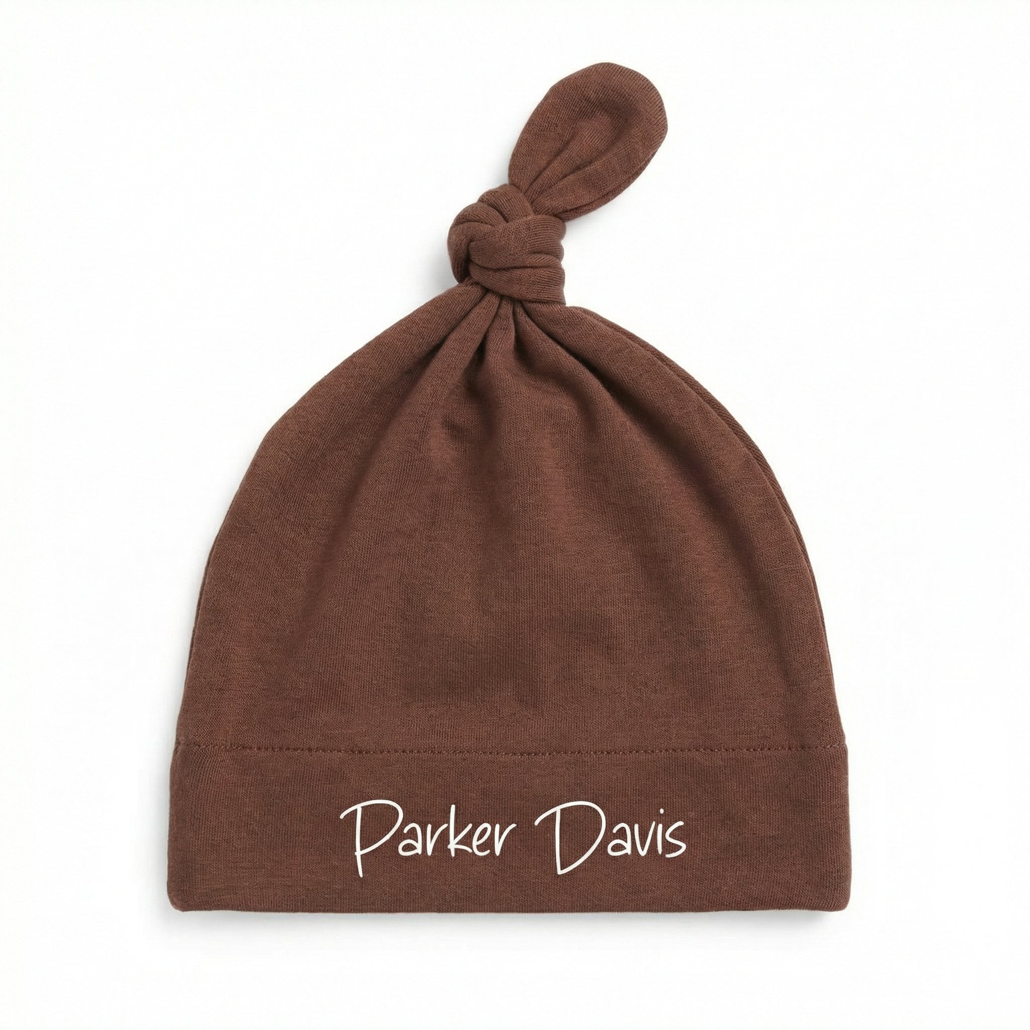 Personalized Knotted Hat in Choco