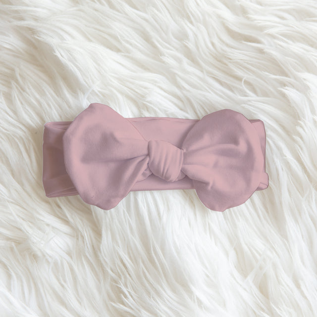 Personalized Bow Headband in Muted Pink