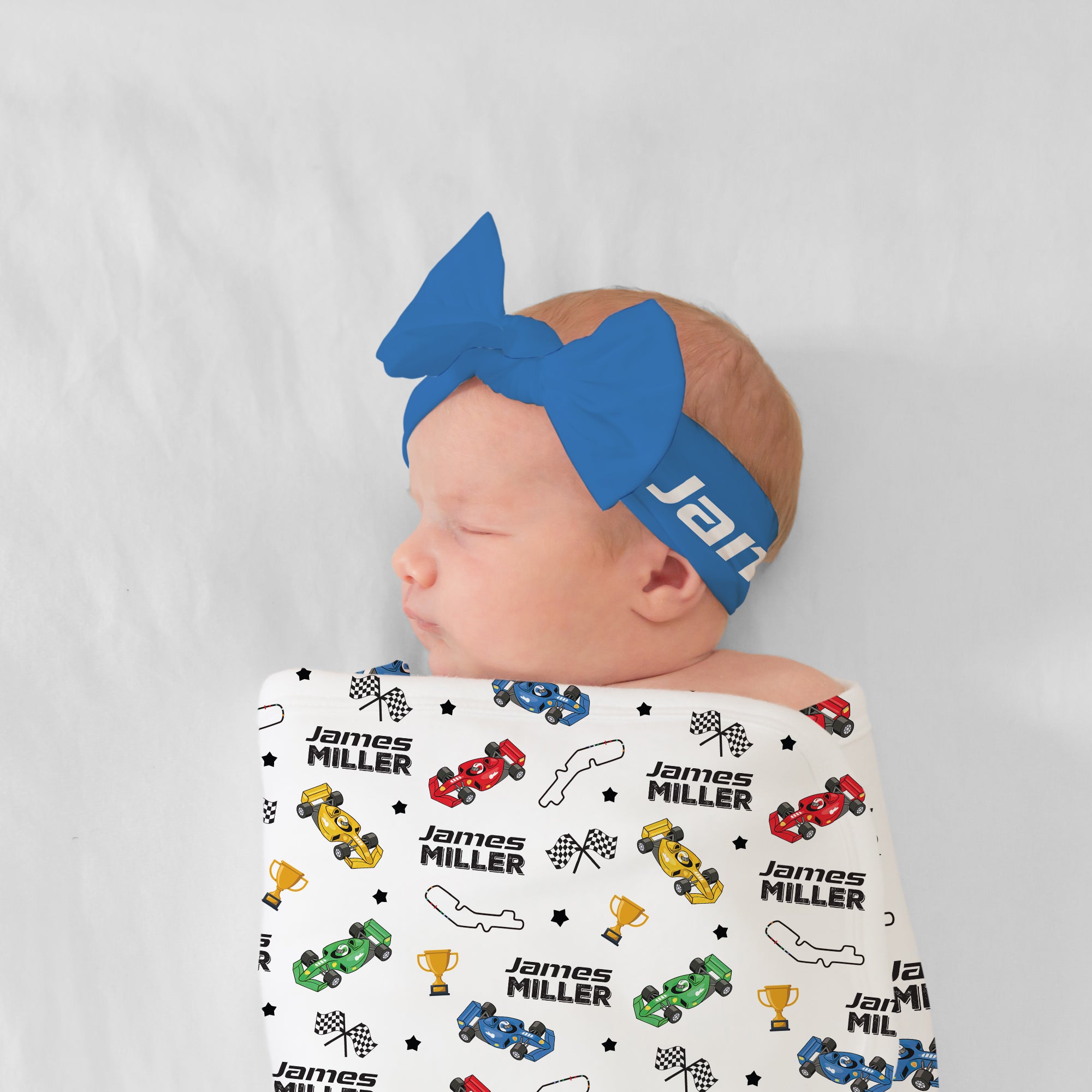 Personalized Bow Headband in Blue