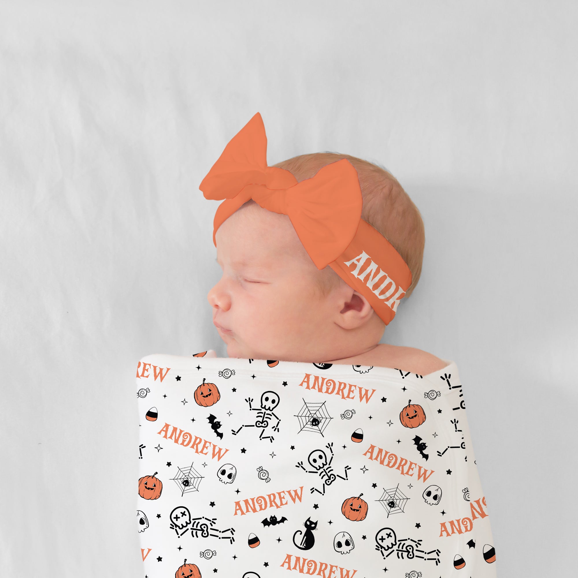 Personalized Bow Headband in Pumpkin Peach