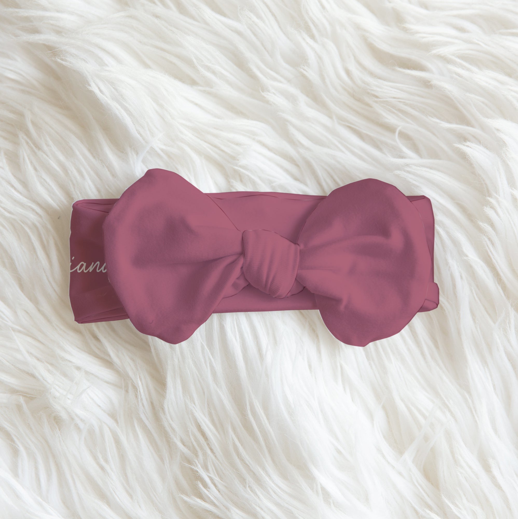 Personalized Bow Headband in Mauve Pink