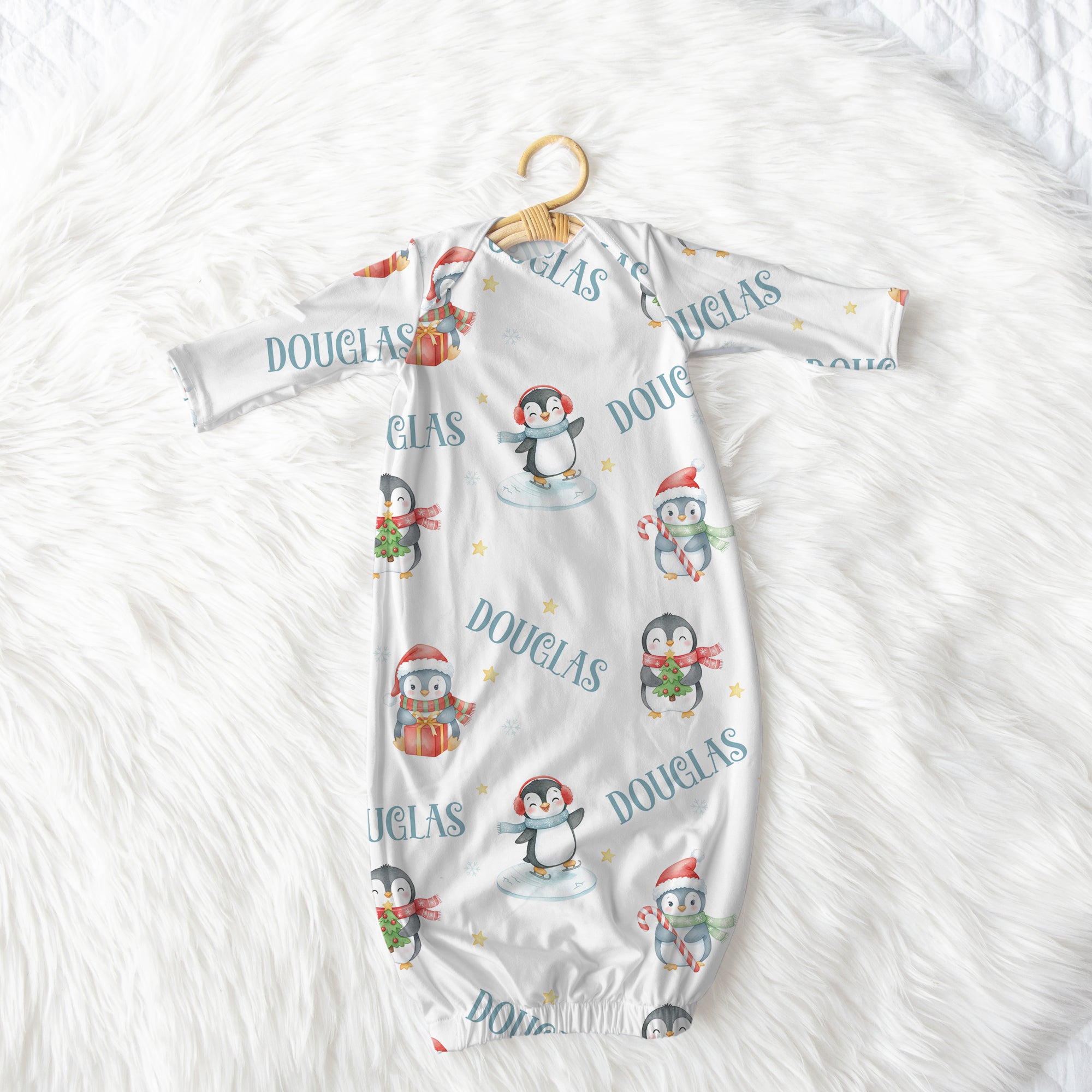 Personalized Sleep Gown in Snow Penguin