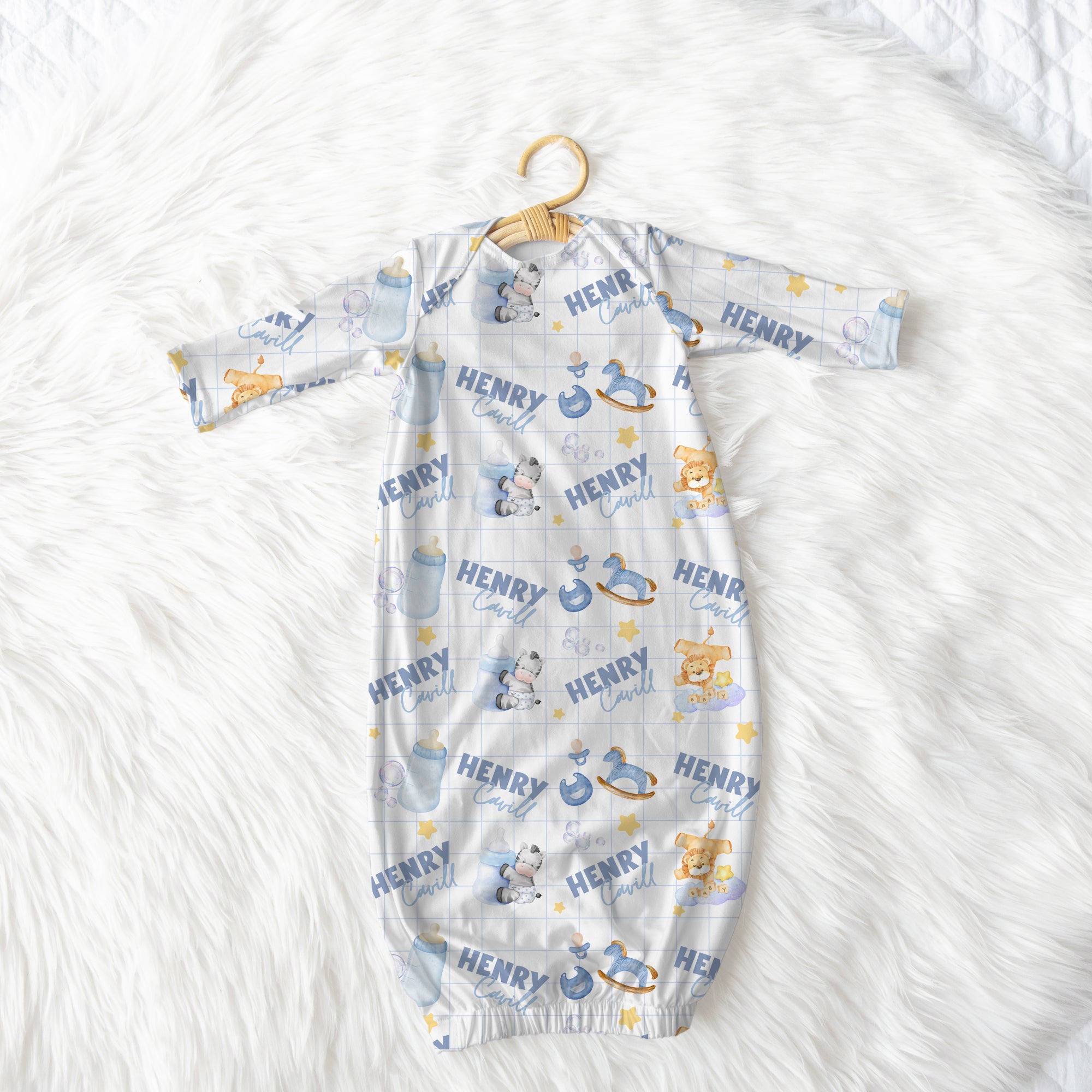 Personalized Sleep Gown in Blue Milk Drunk