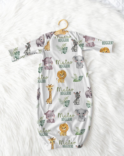 Personalized Sleep Gown in Safari Animal