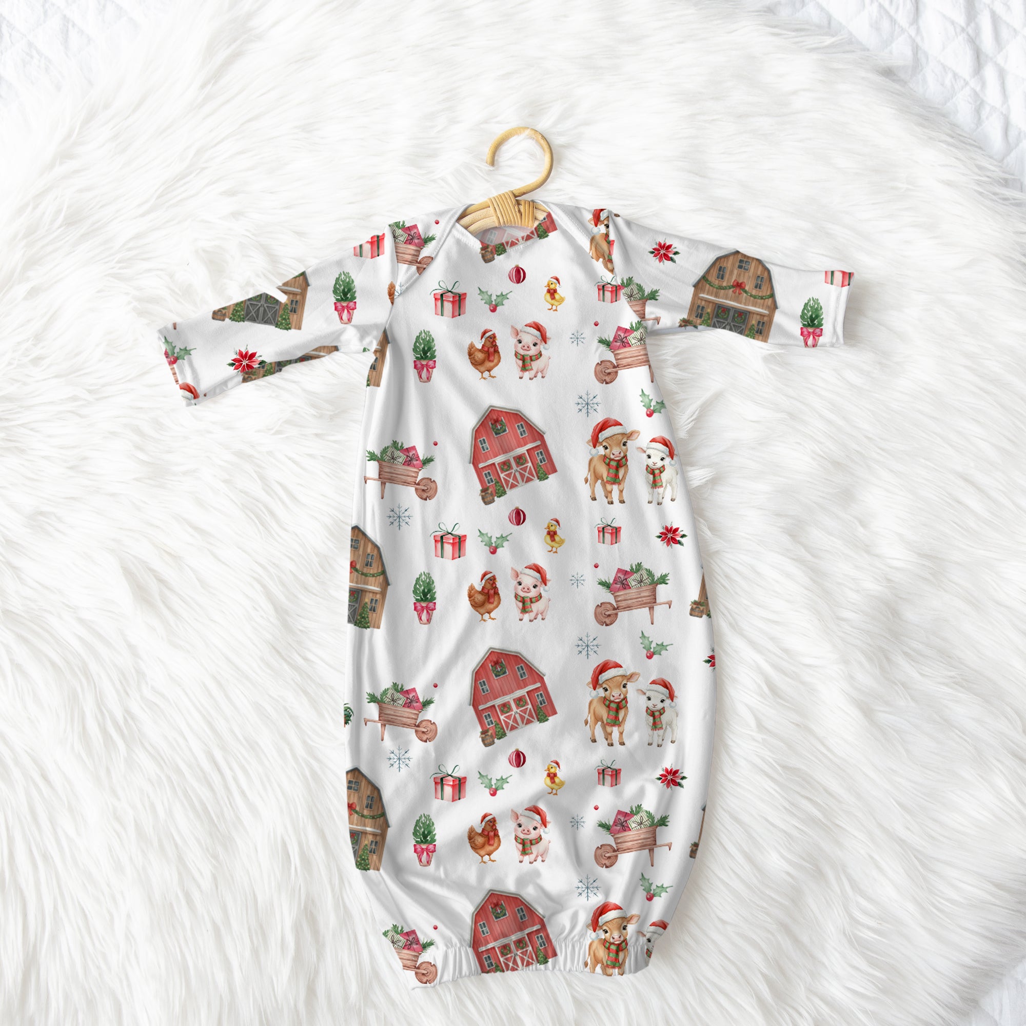 Personalized Sleep Gown in Xmas Farm