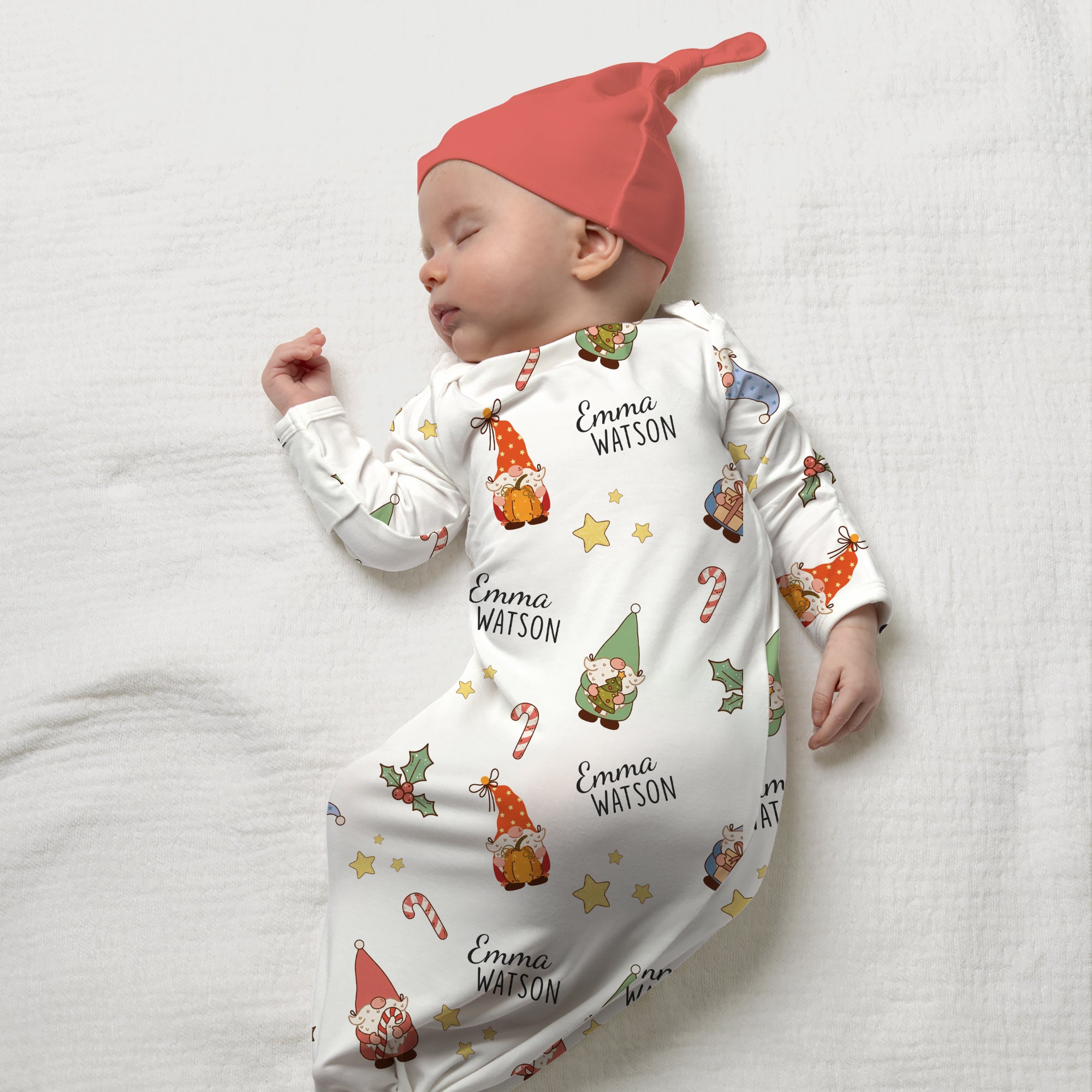 Personalized Sleep Gown in Christmas Gnomes
