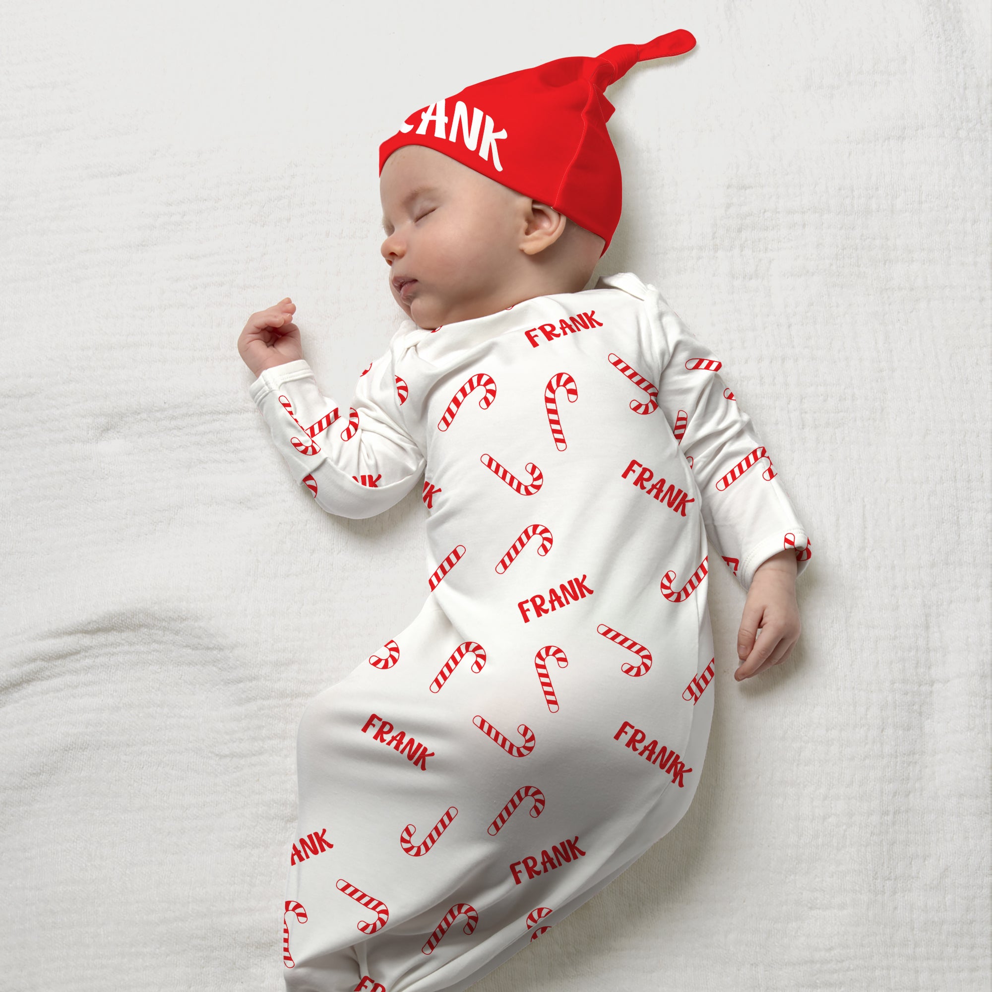 Candy Cane Personalized Newborn Sleep Gown