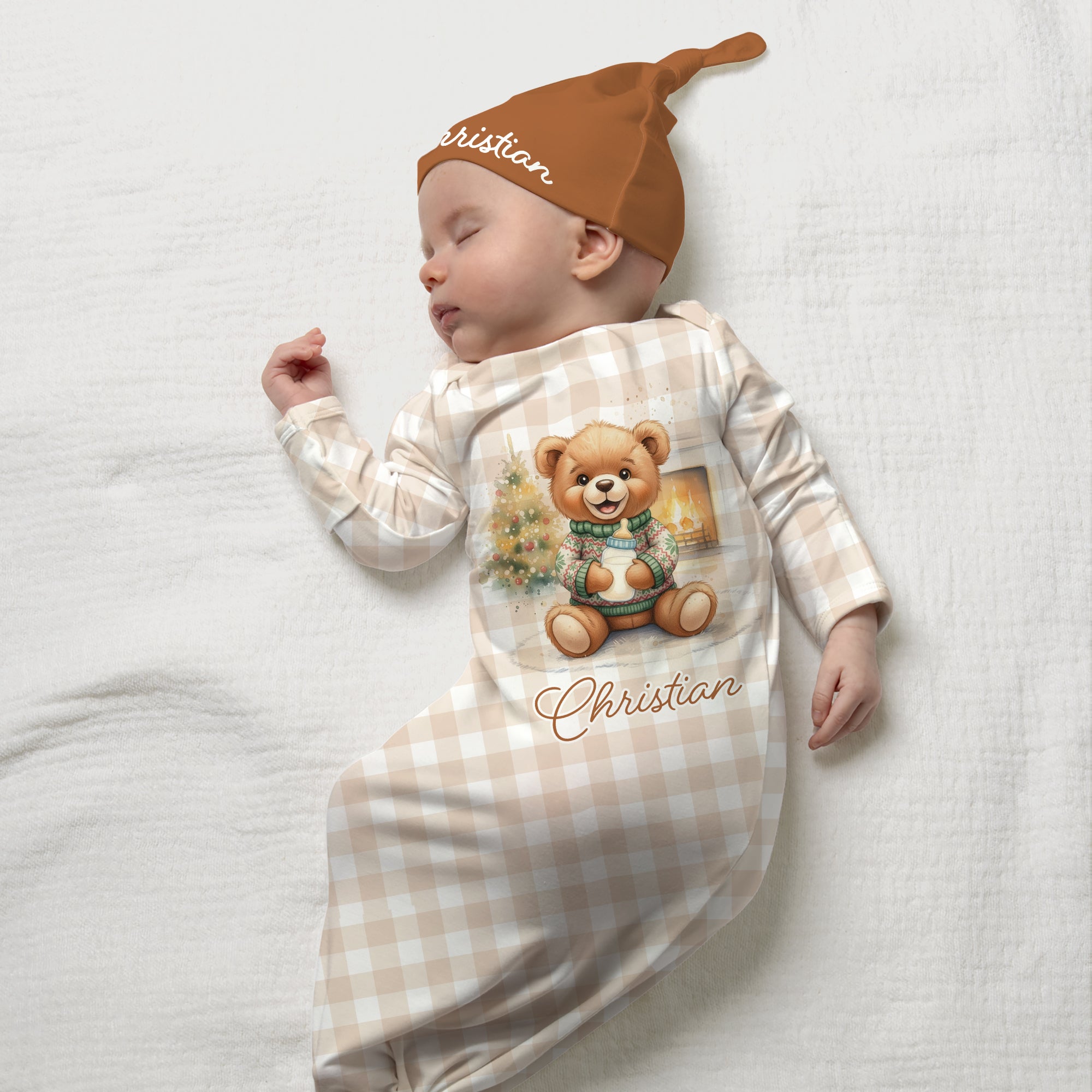 Cozy Bear Personalized Newborn Sleep Gown