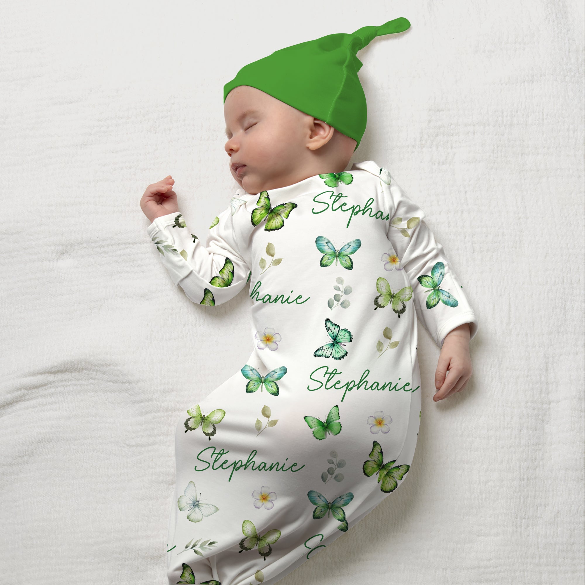 Personalized Sleep Gown in Green Butterfly