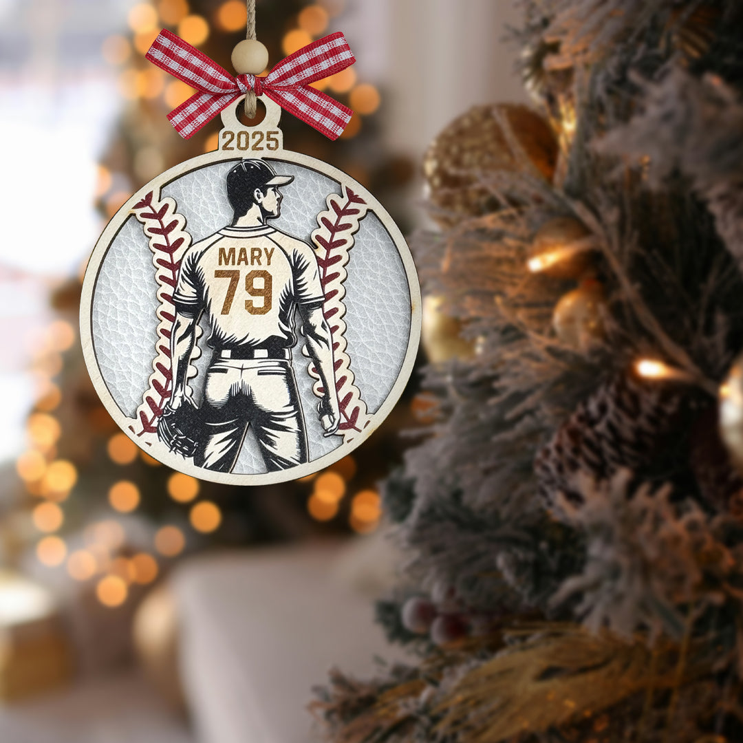 Baseball Daddy Personalized Wood Ornament