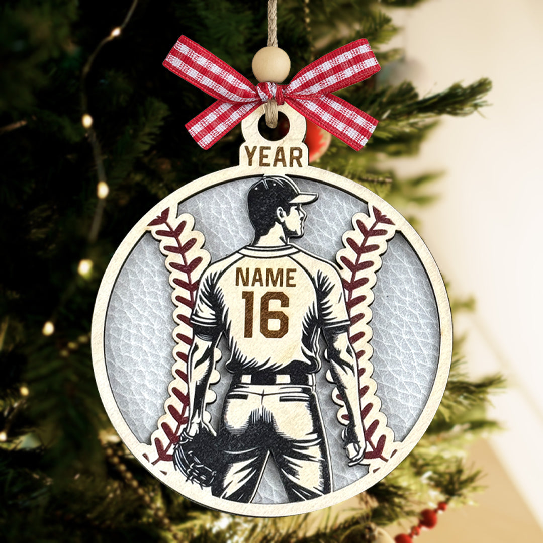 Baseball Daddy Personalized Wood Ornament